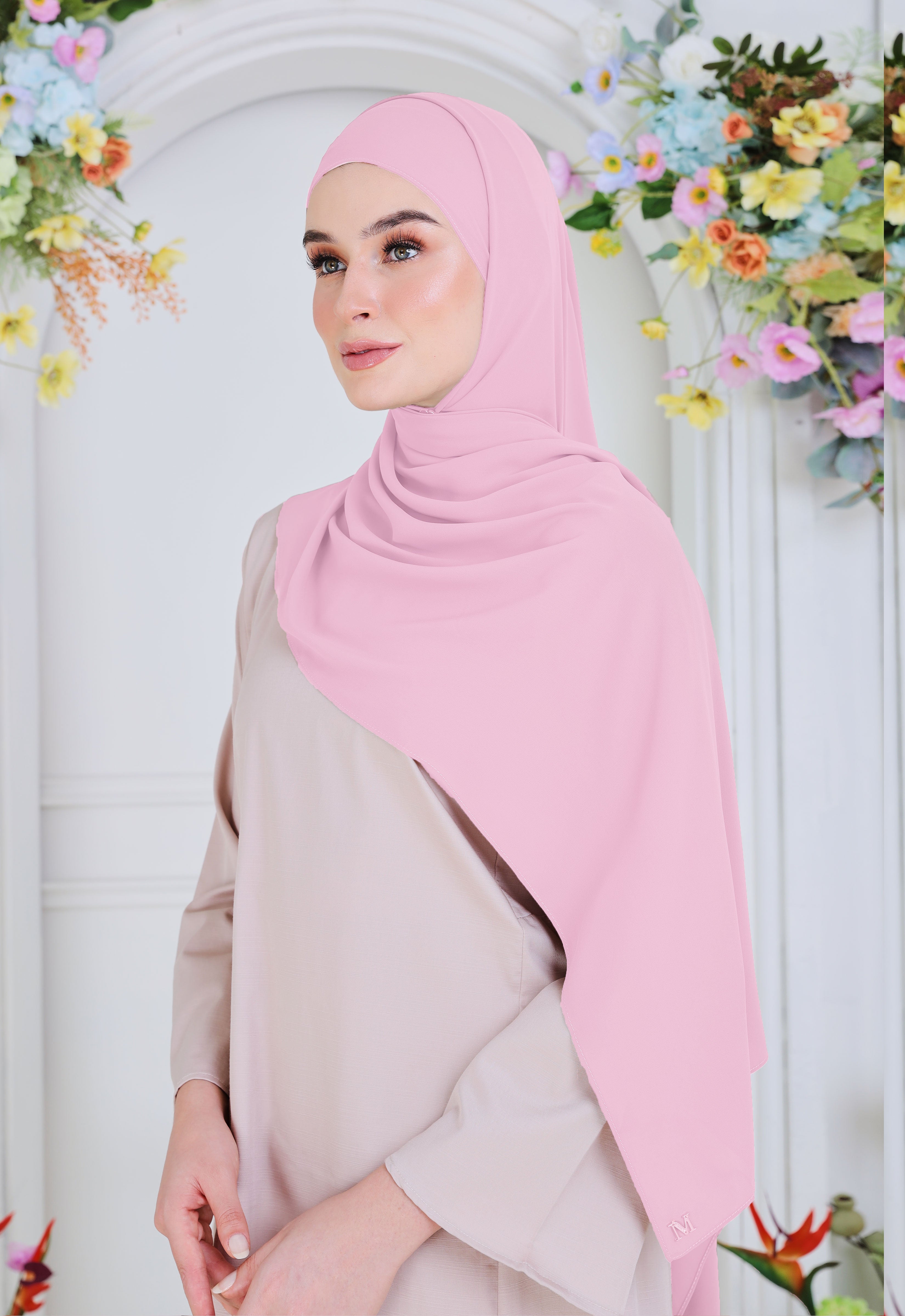 BASIC PLAIN SHAWL - PASTEL PINK