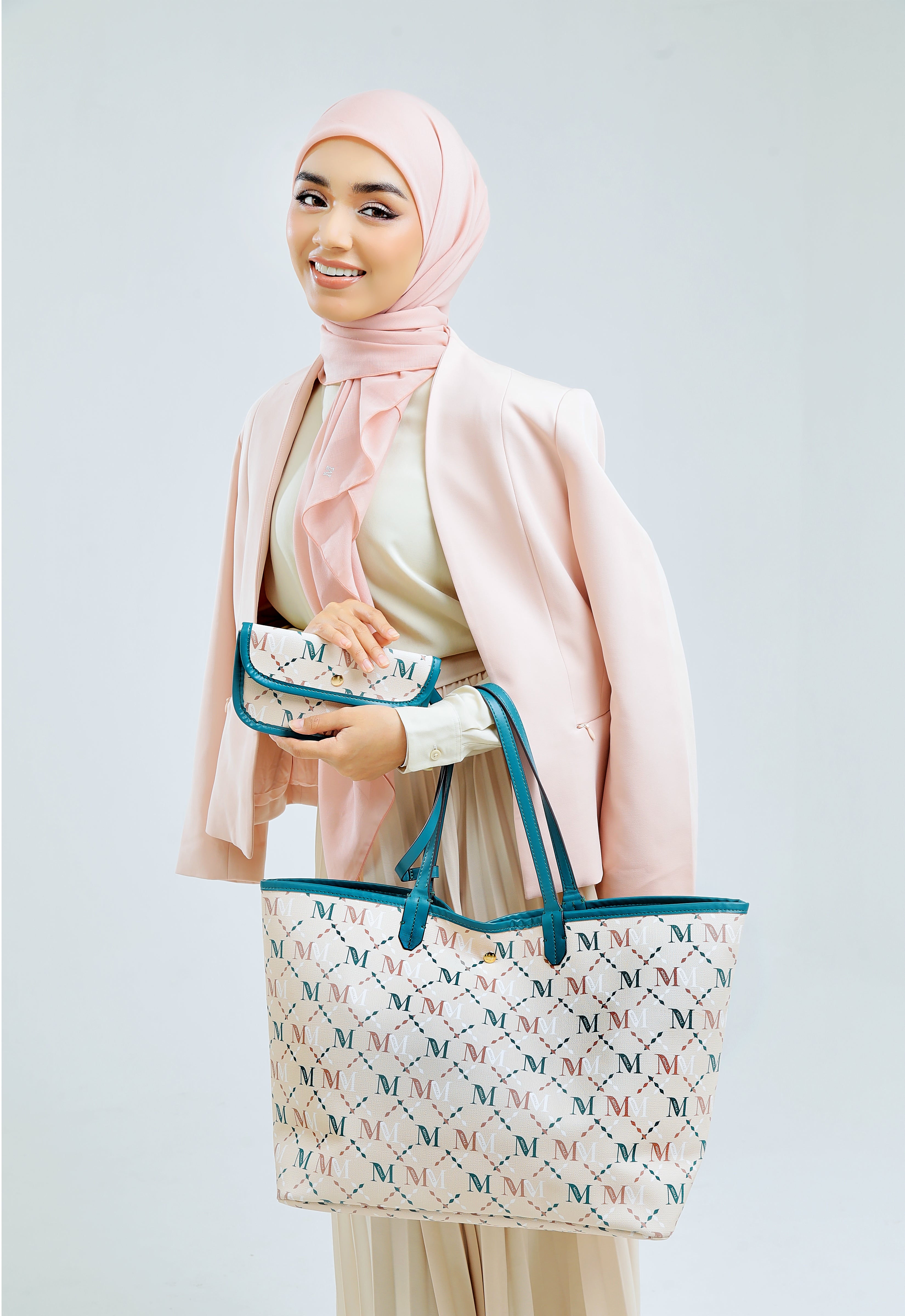 ARYA MONOGRAM TOTE BAG - CHAMPAGNE