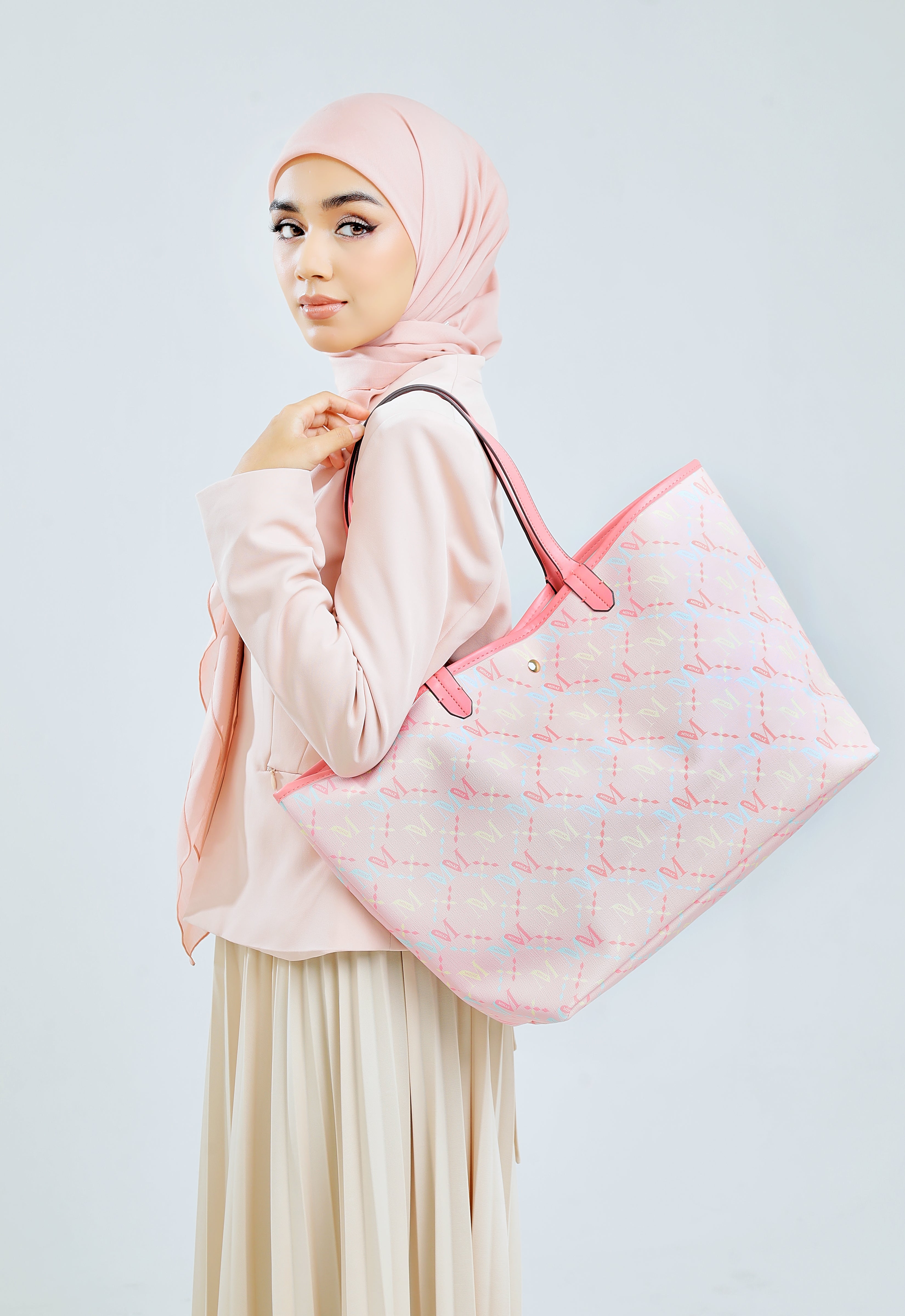 ARYA MONOGRAM TOTE BAG - DUSTY PINK