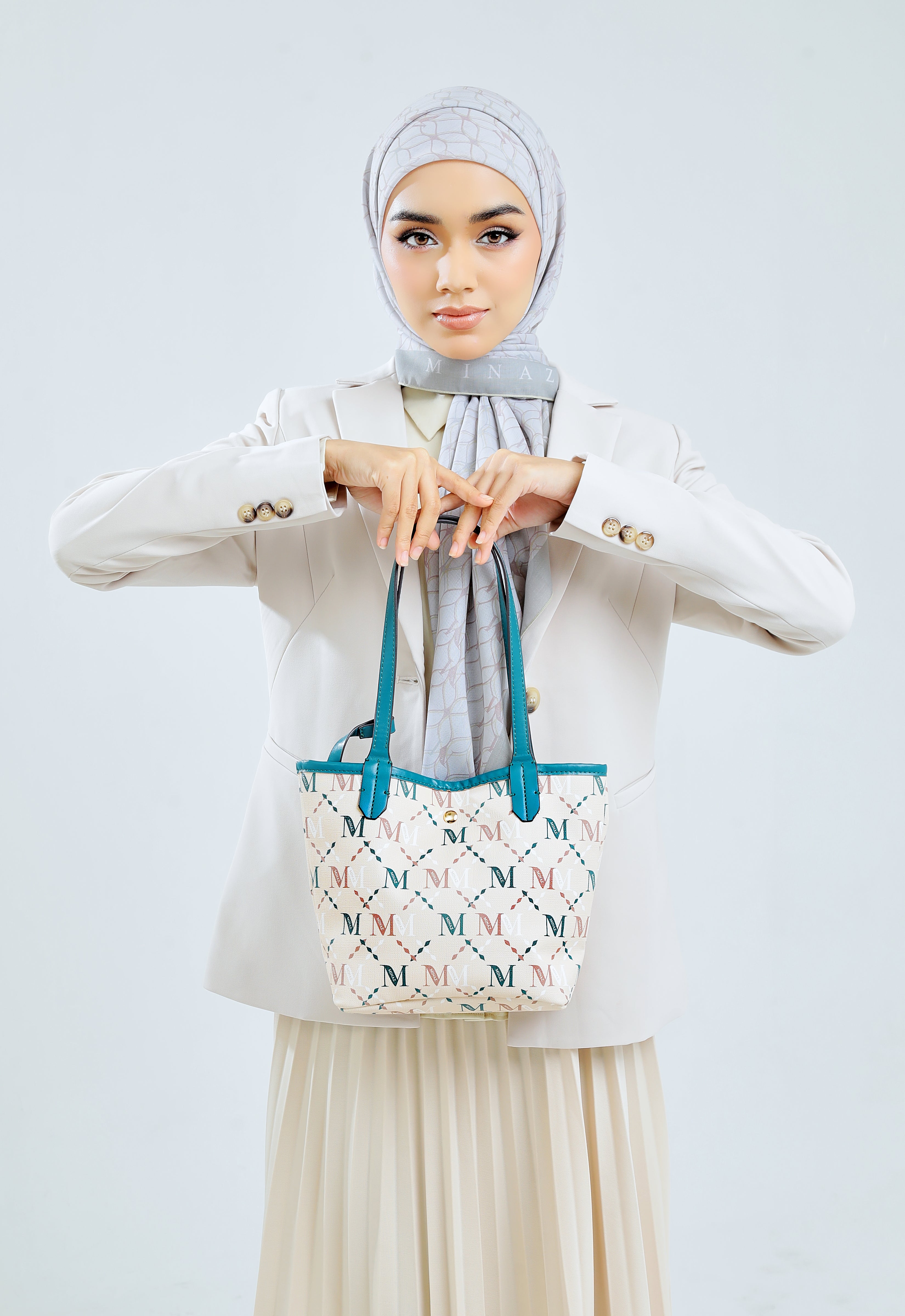 ARYA MONOGRAM TOTE BAG - CHAMPAGNE