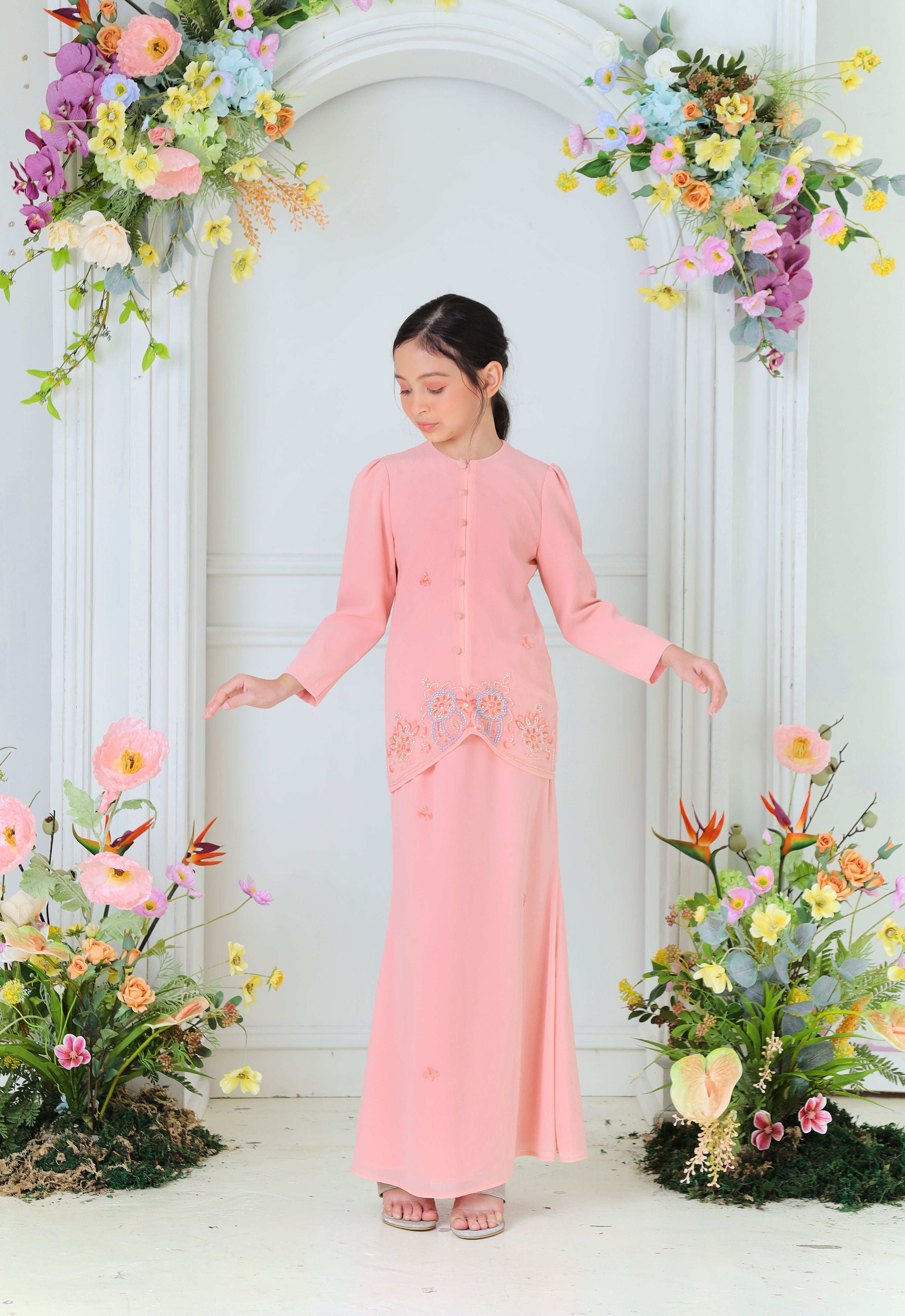 ARYA LUXE KIDS MINI KEBAYA - PEACH PEARL