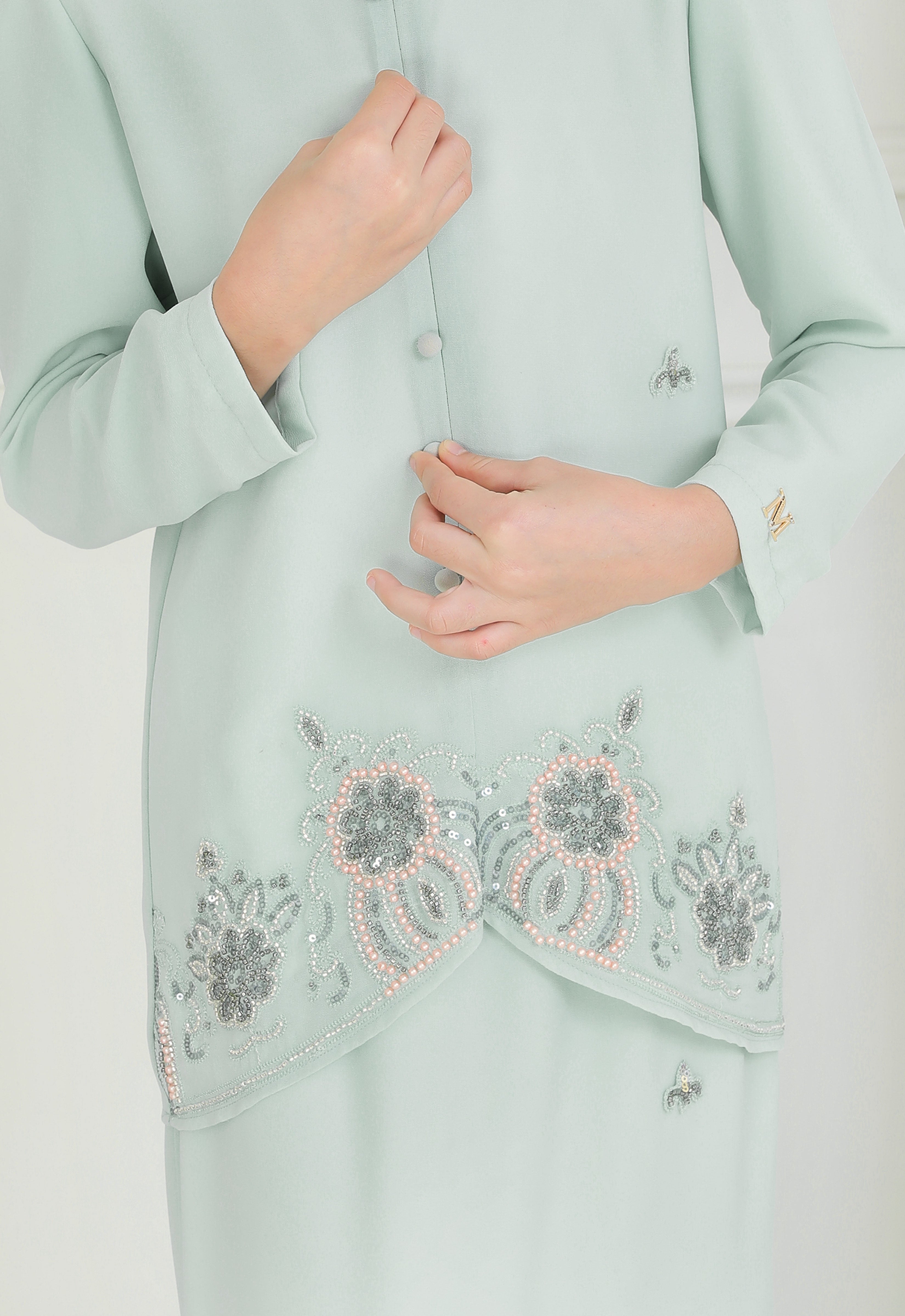 ARYA LUXE KIDS MINI KEBAYA - GRAY GREEN