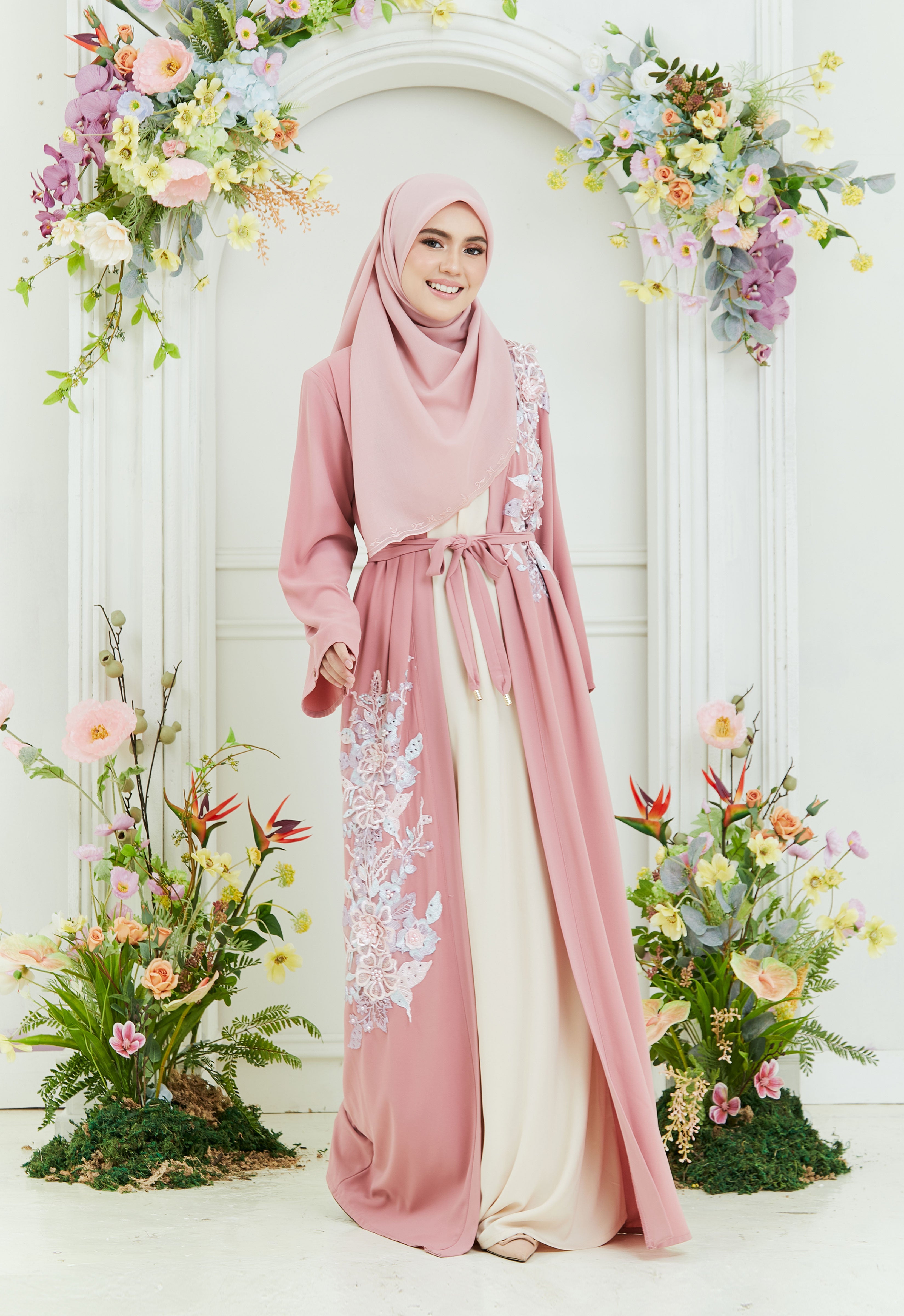 KHADEEJA ABAYA - PINK FLUTTER