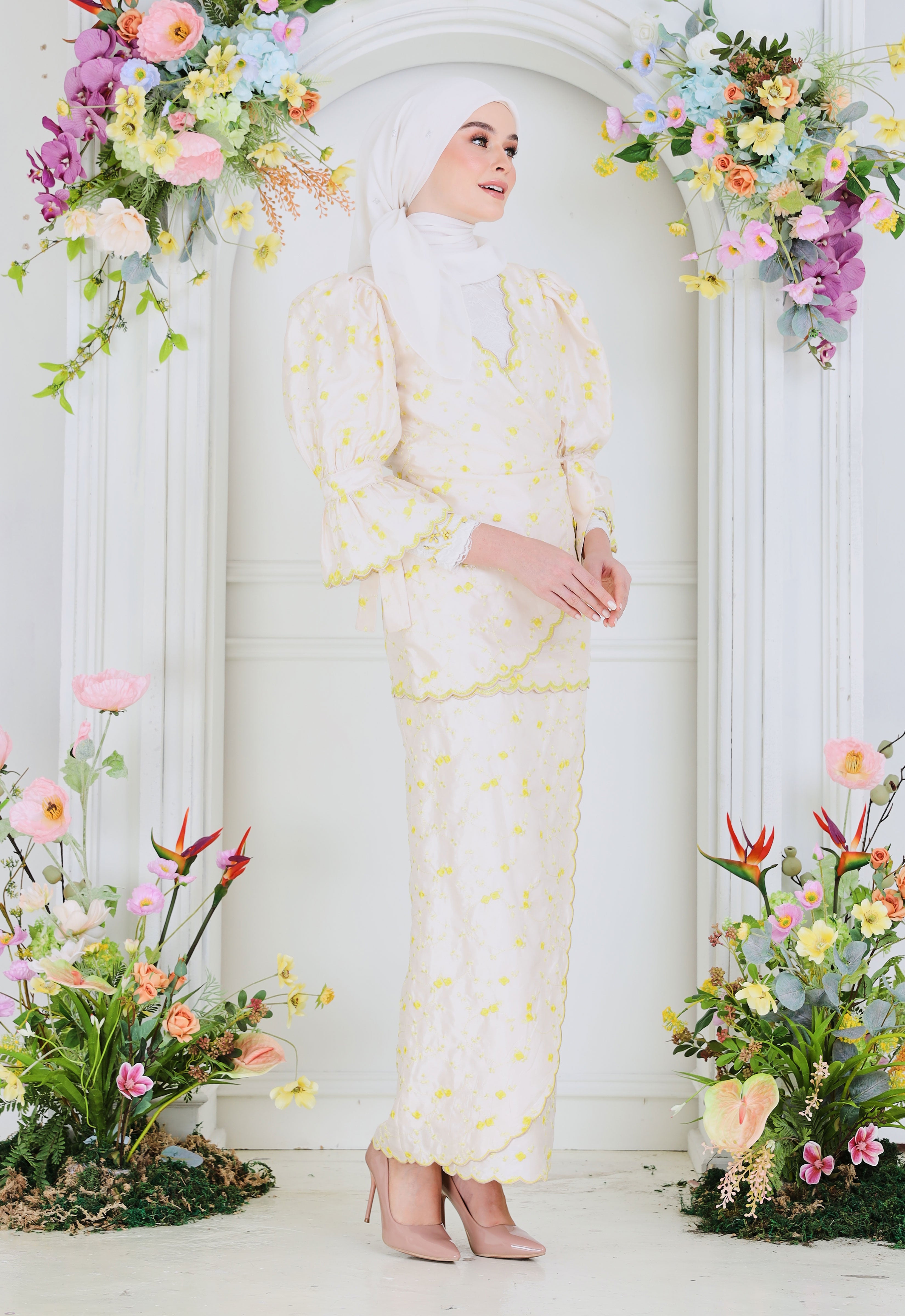BELINDA LUXE DRAPPED KURUNG - CREAM YELLOW