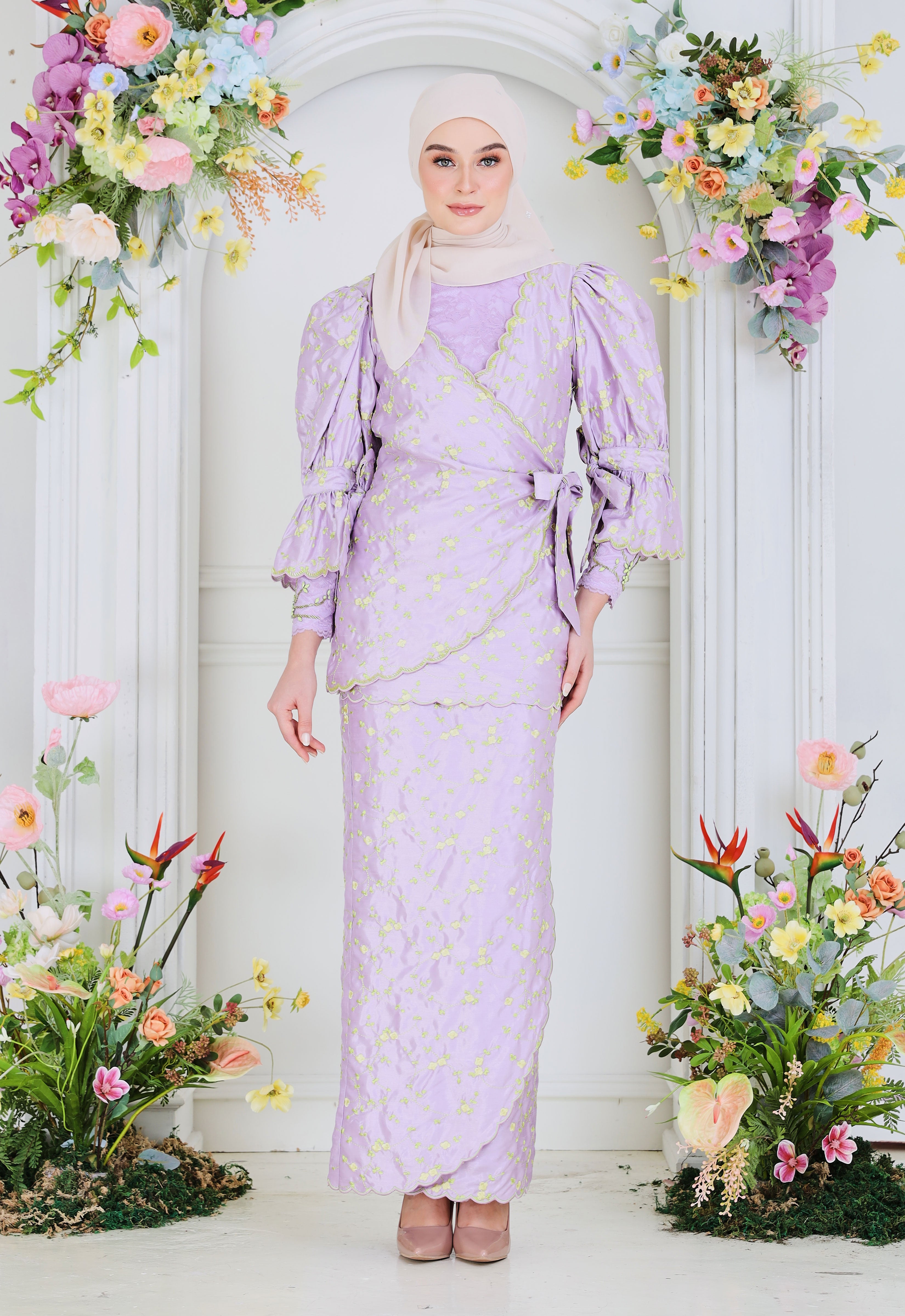 BELINDA LUXE DRAPPED KURUNG - PURPLE YELLOW
