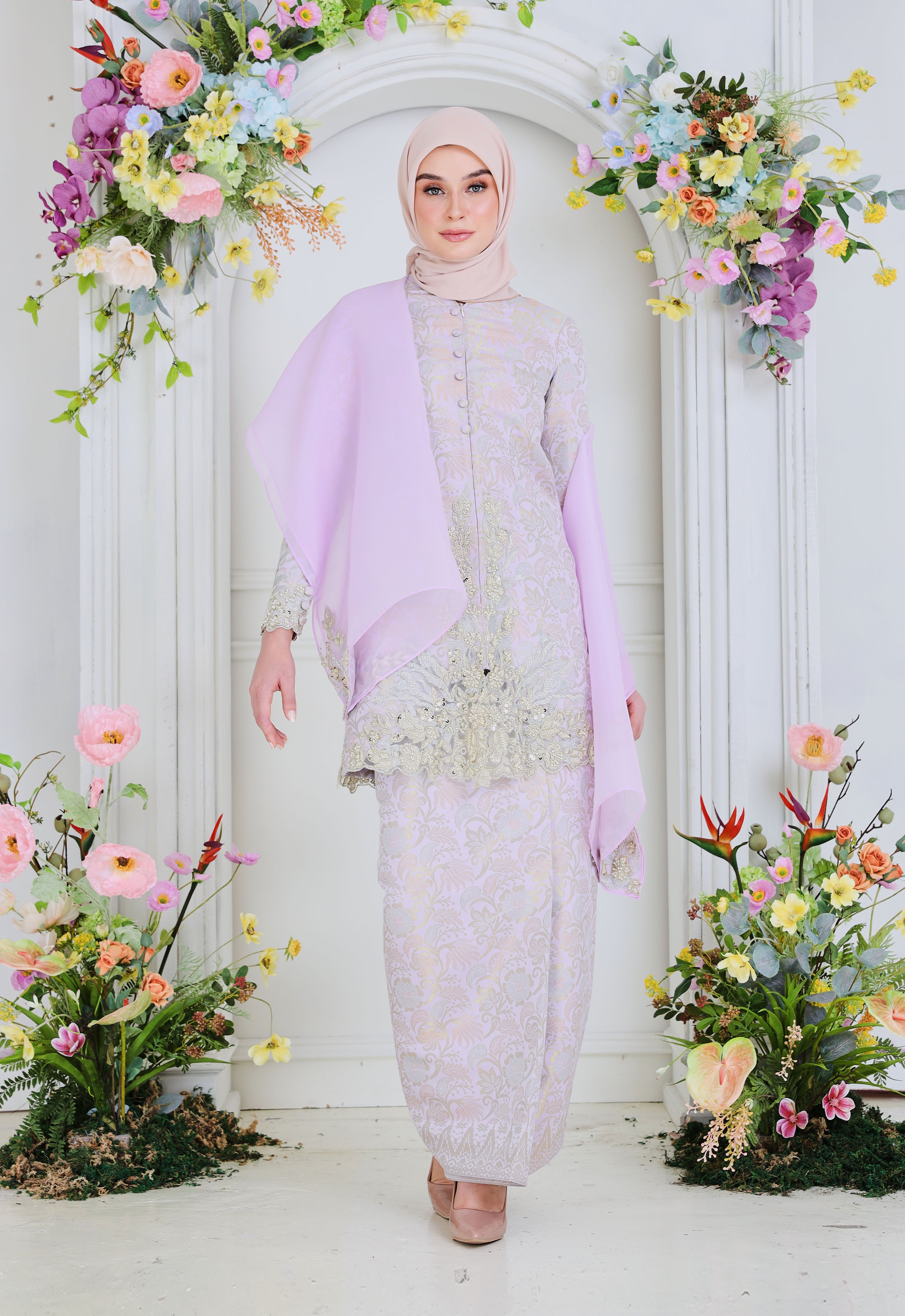 CHE AZIZAH LUXE KEBAYA - PURPLE GREEN