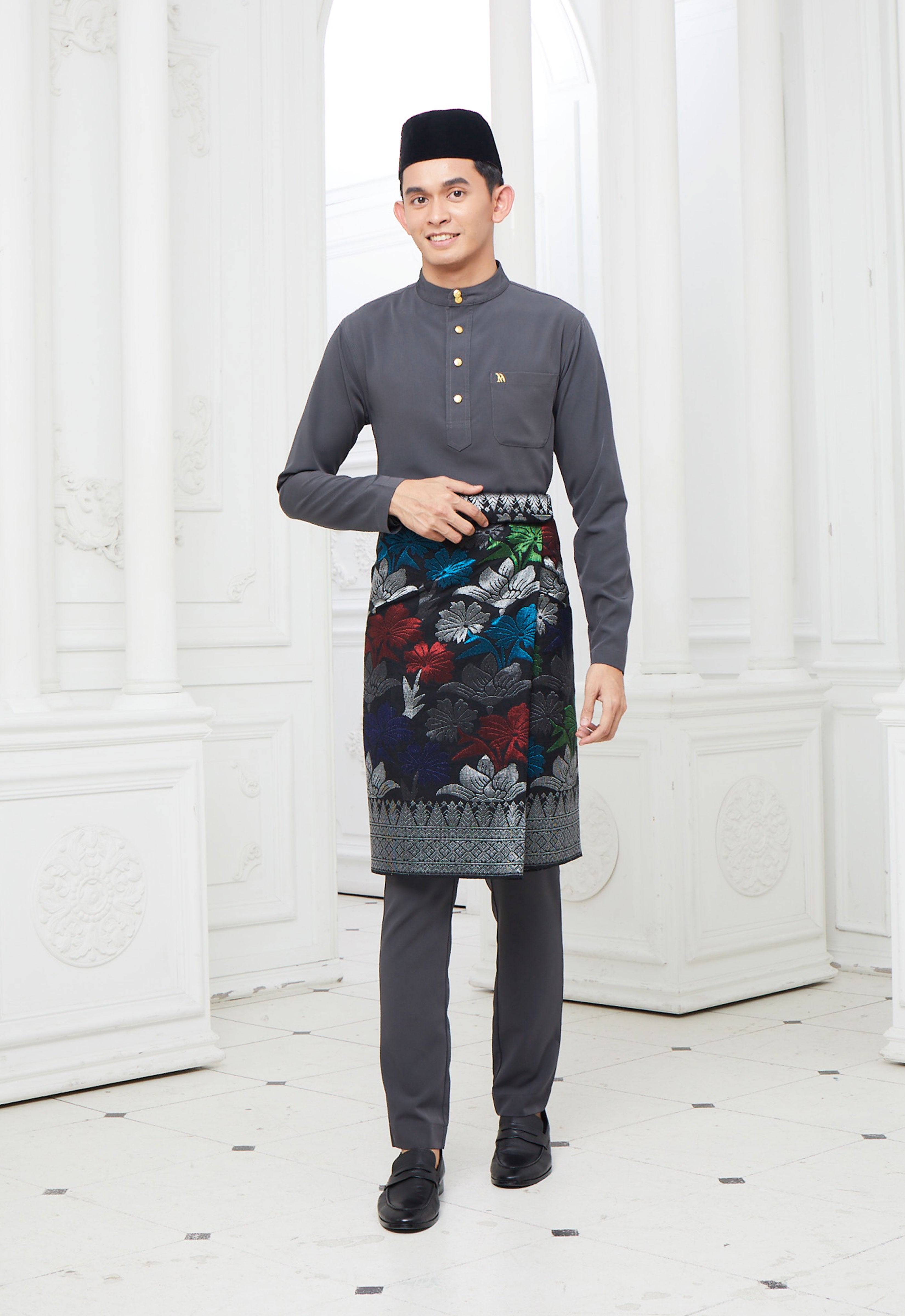 MINAZ MEN BAJU MELAYU - DARK GREY