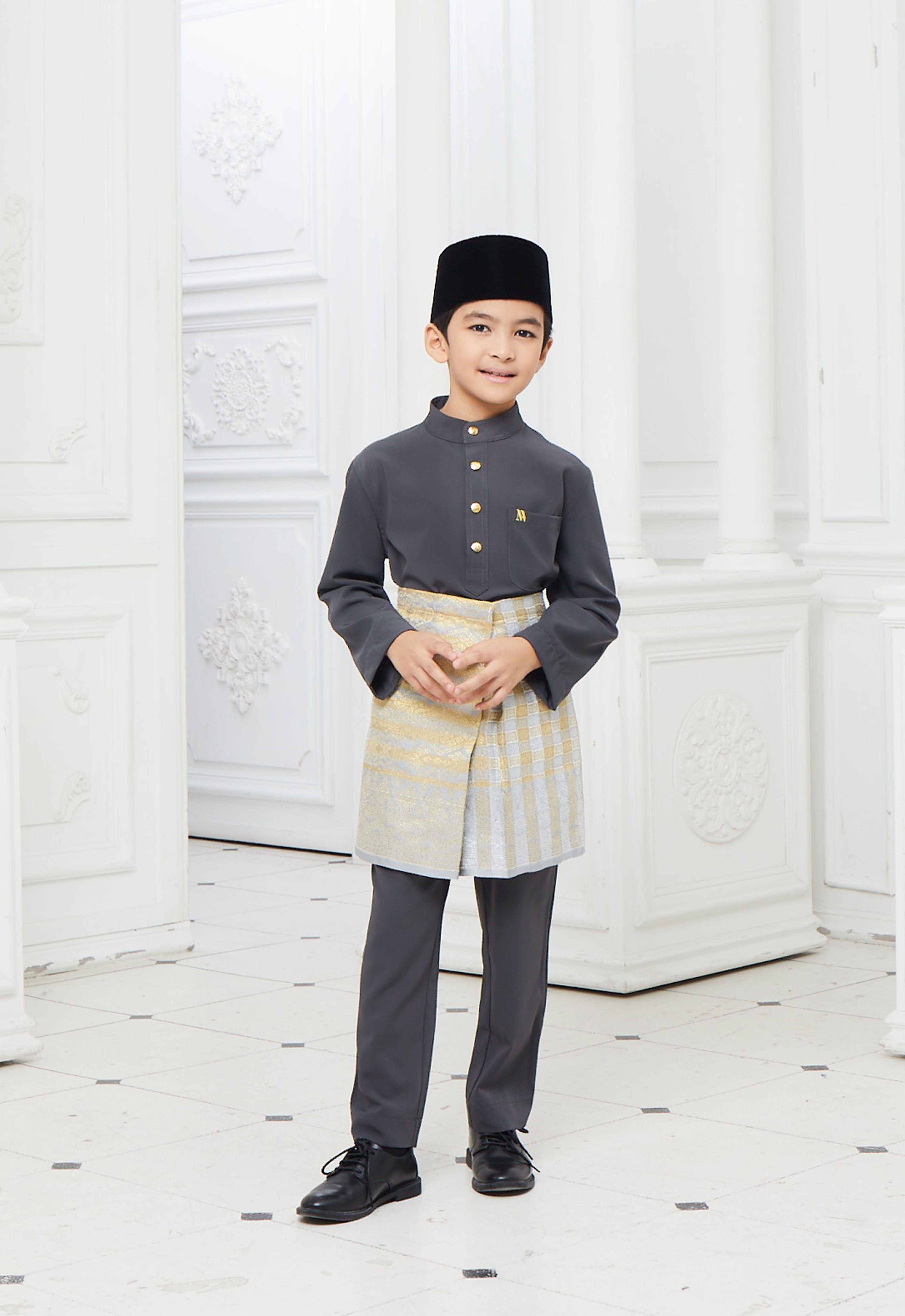 BAJU MELAYU KIDS - DARK GRAY