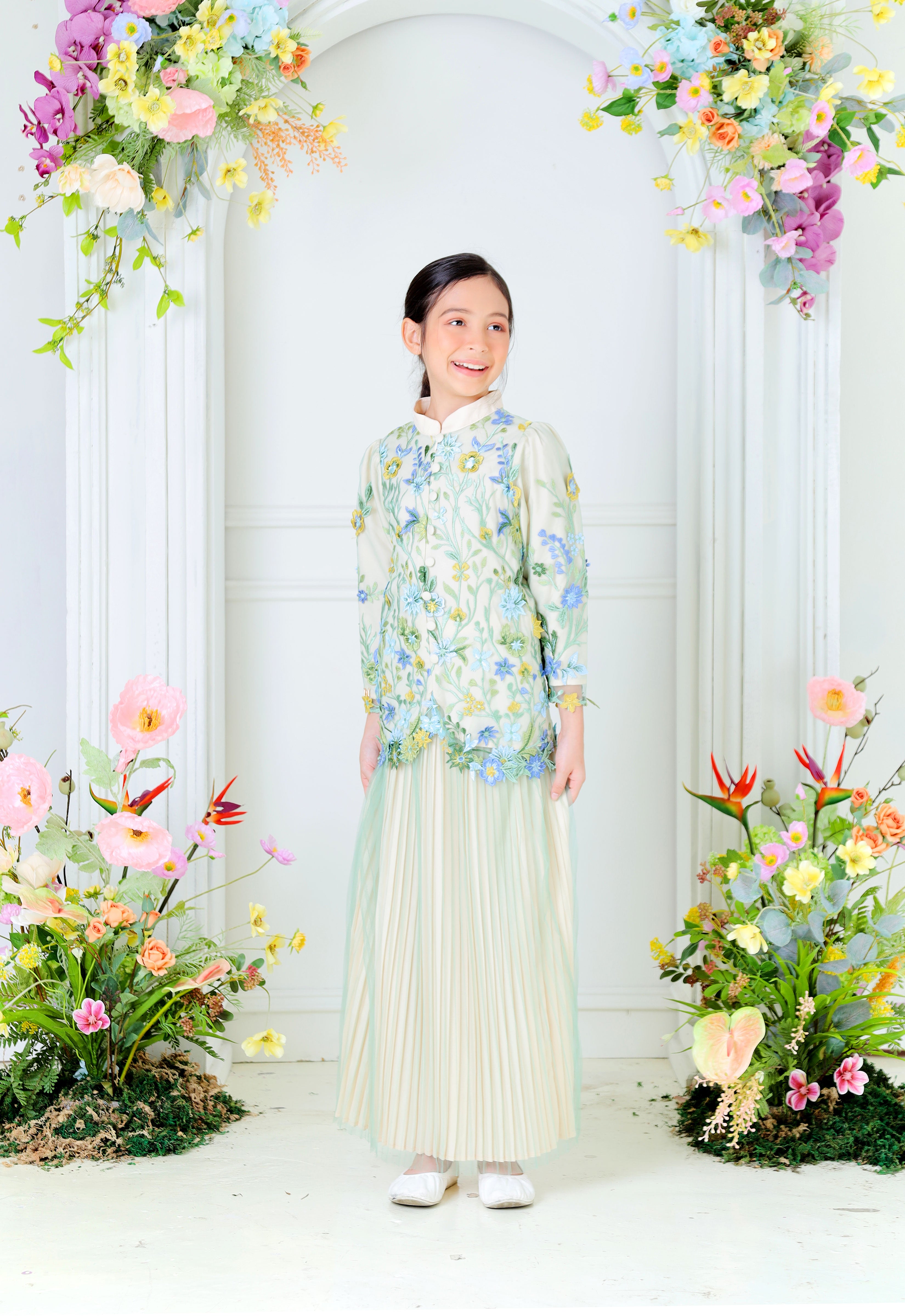 ELVINA LUXE KIDS MINI KURUNG - GREEN