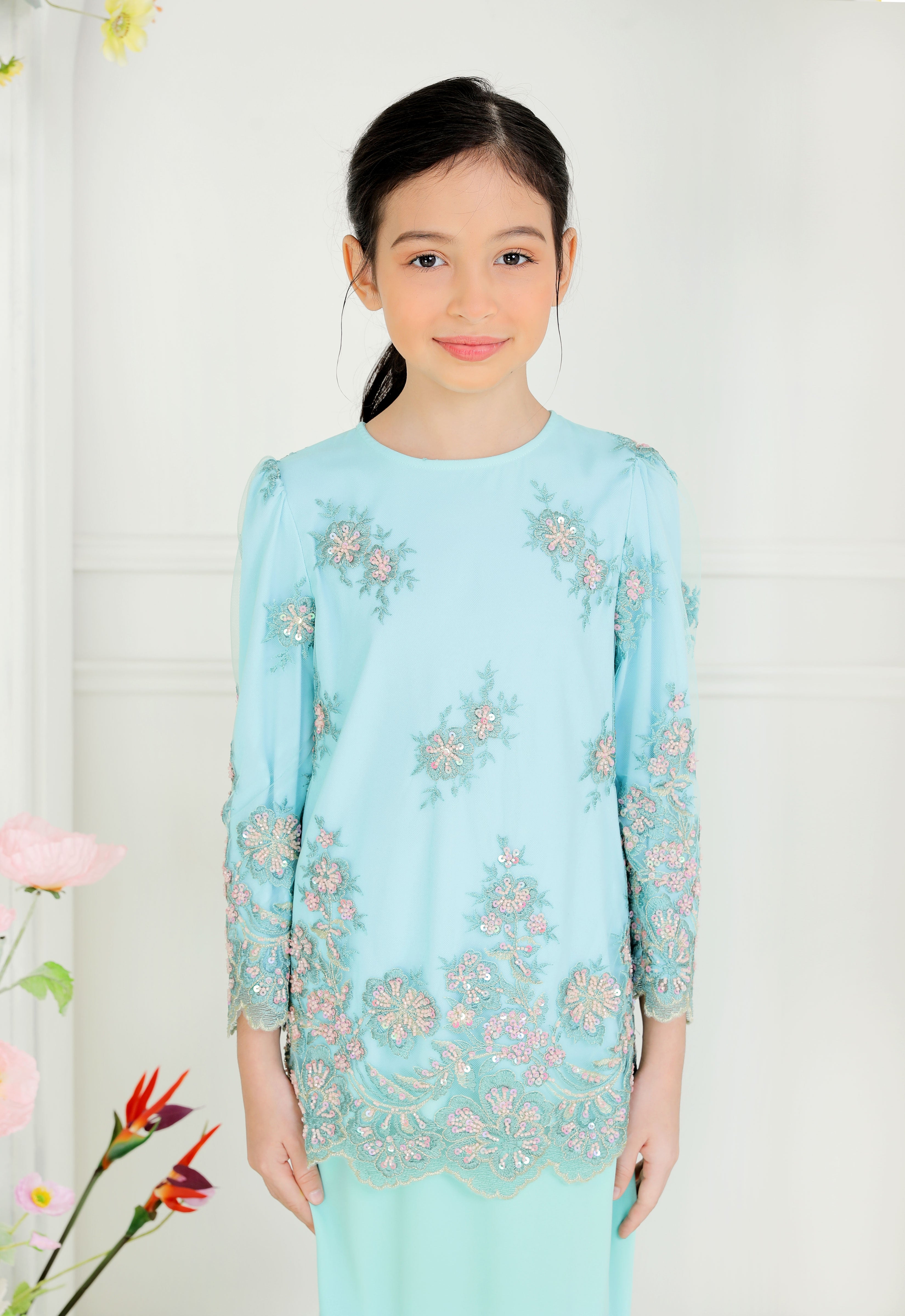 ERYNA LUXE KIDS KURUNG - PASTEL TURQOUISE