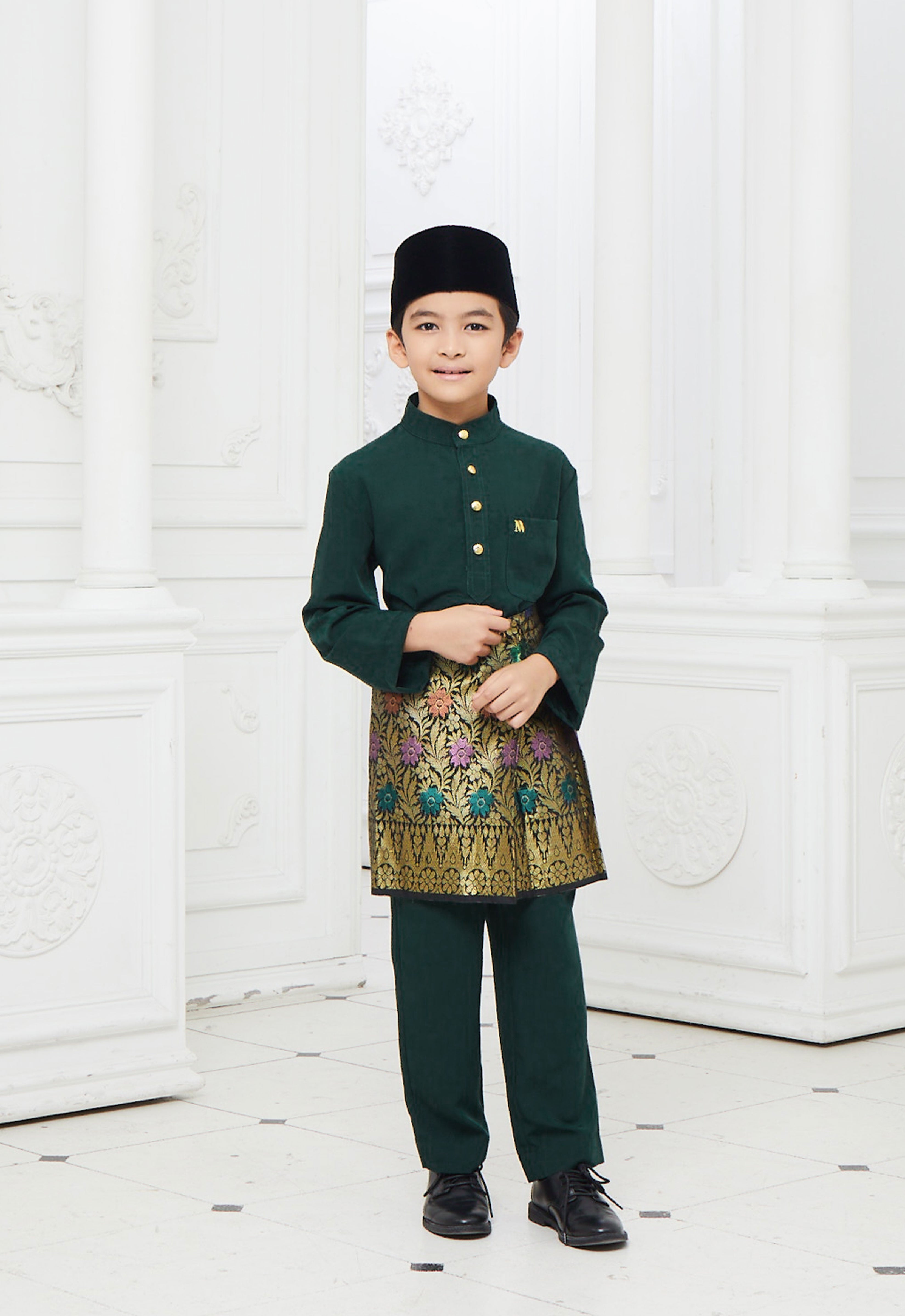 BAJU MELAYU KIDS - EMERALD GREEN