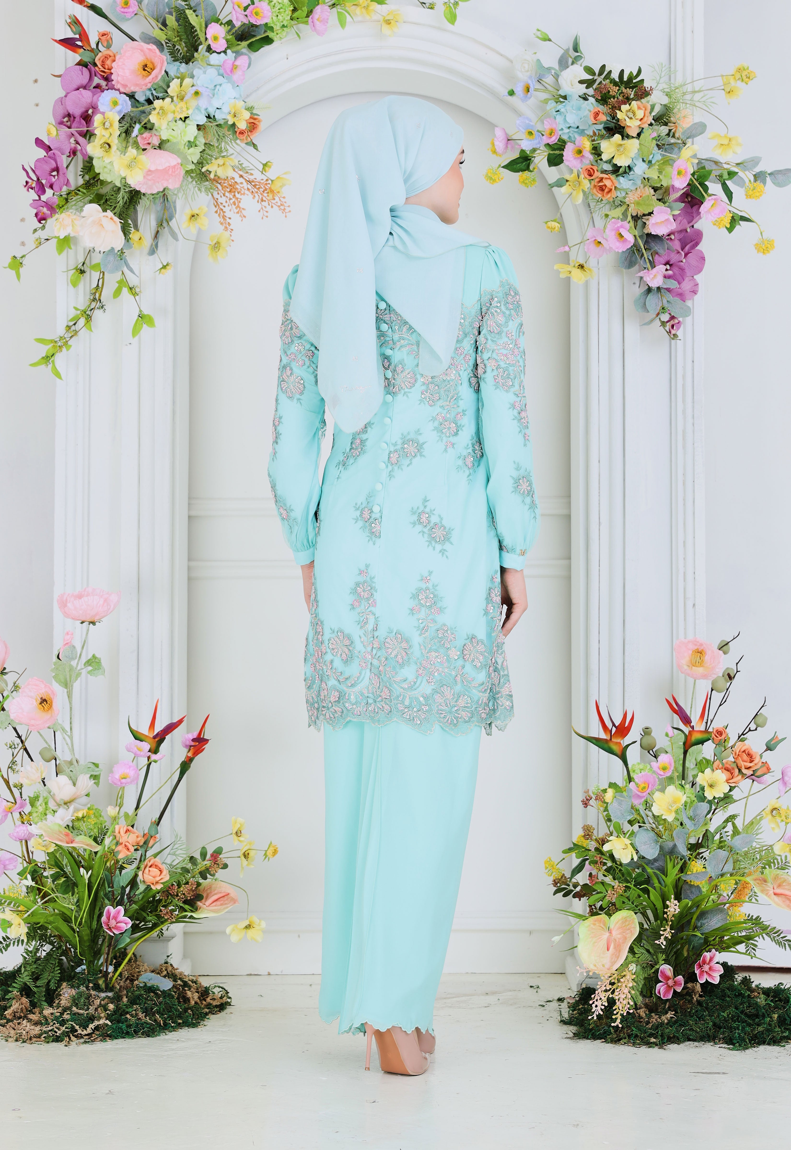 ERYNA LUXE KURUNG - PASTEL TURQOUISE