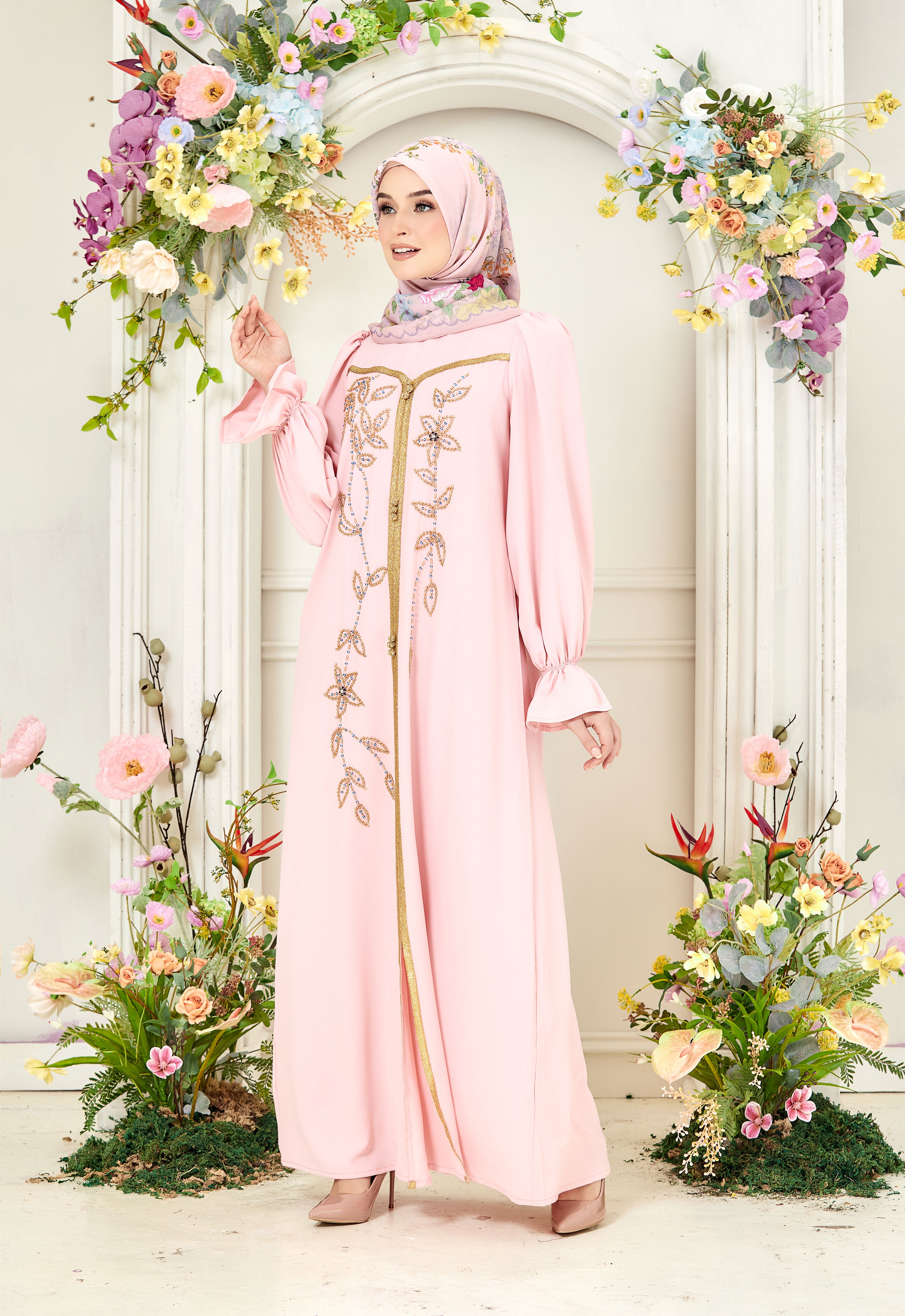 HUMAYRA ABAYA - SOFT PINK