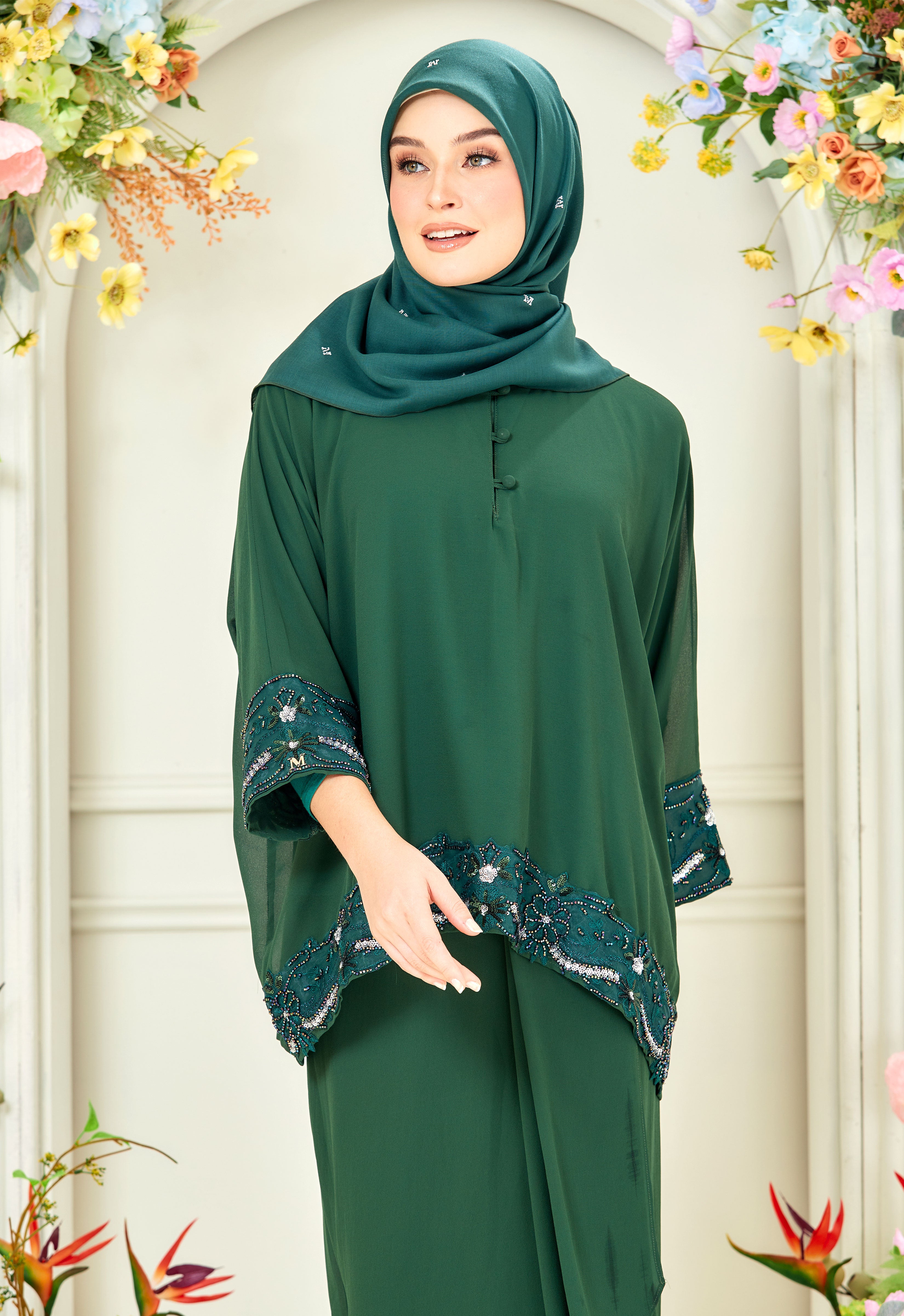 RANIA KAFTAN KURUNG - FORMAL GREEN