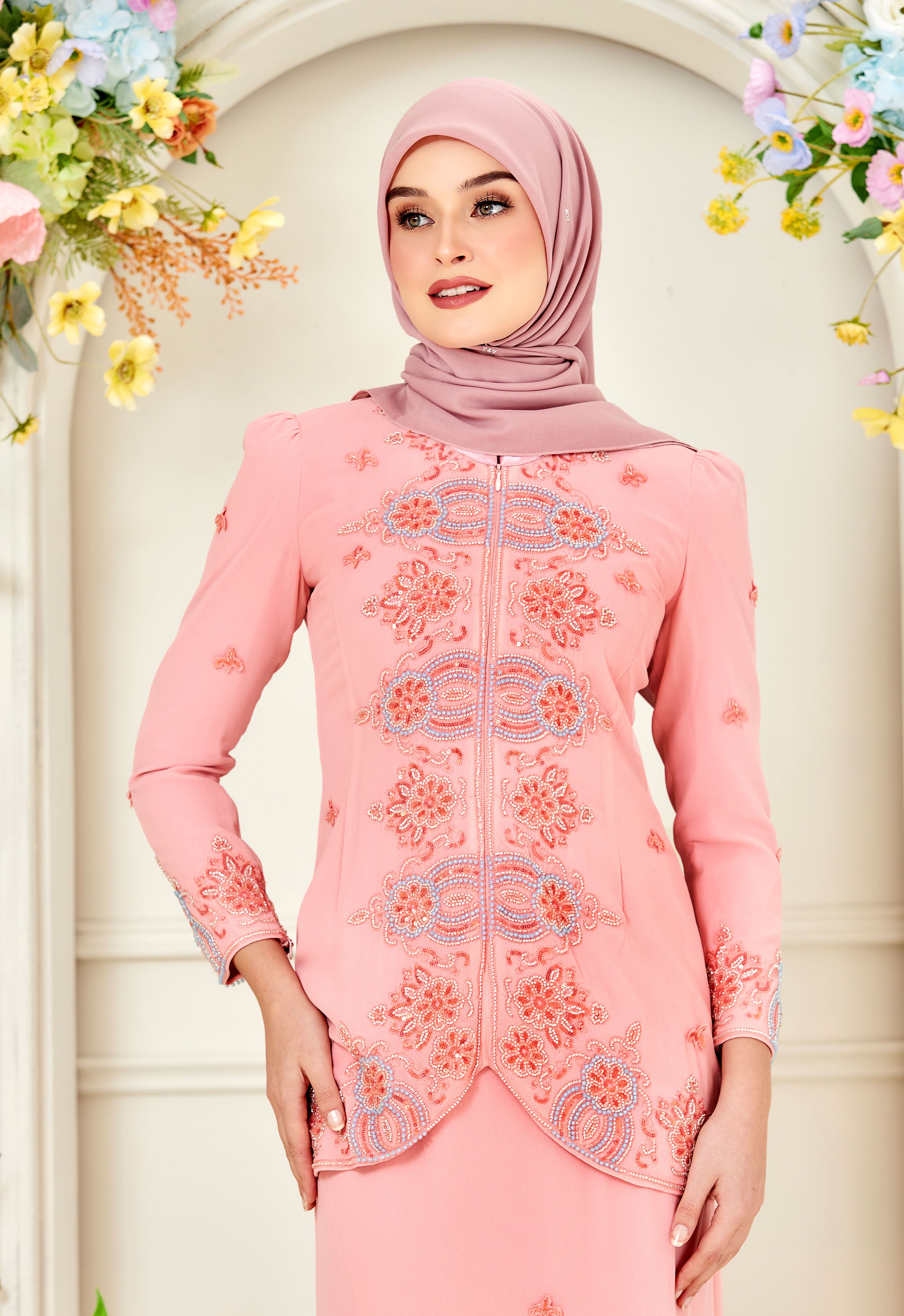 ARYA LUXE MINI KEBAYA - PEACH PEARL