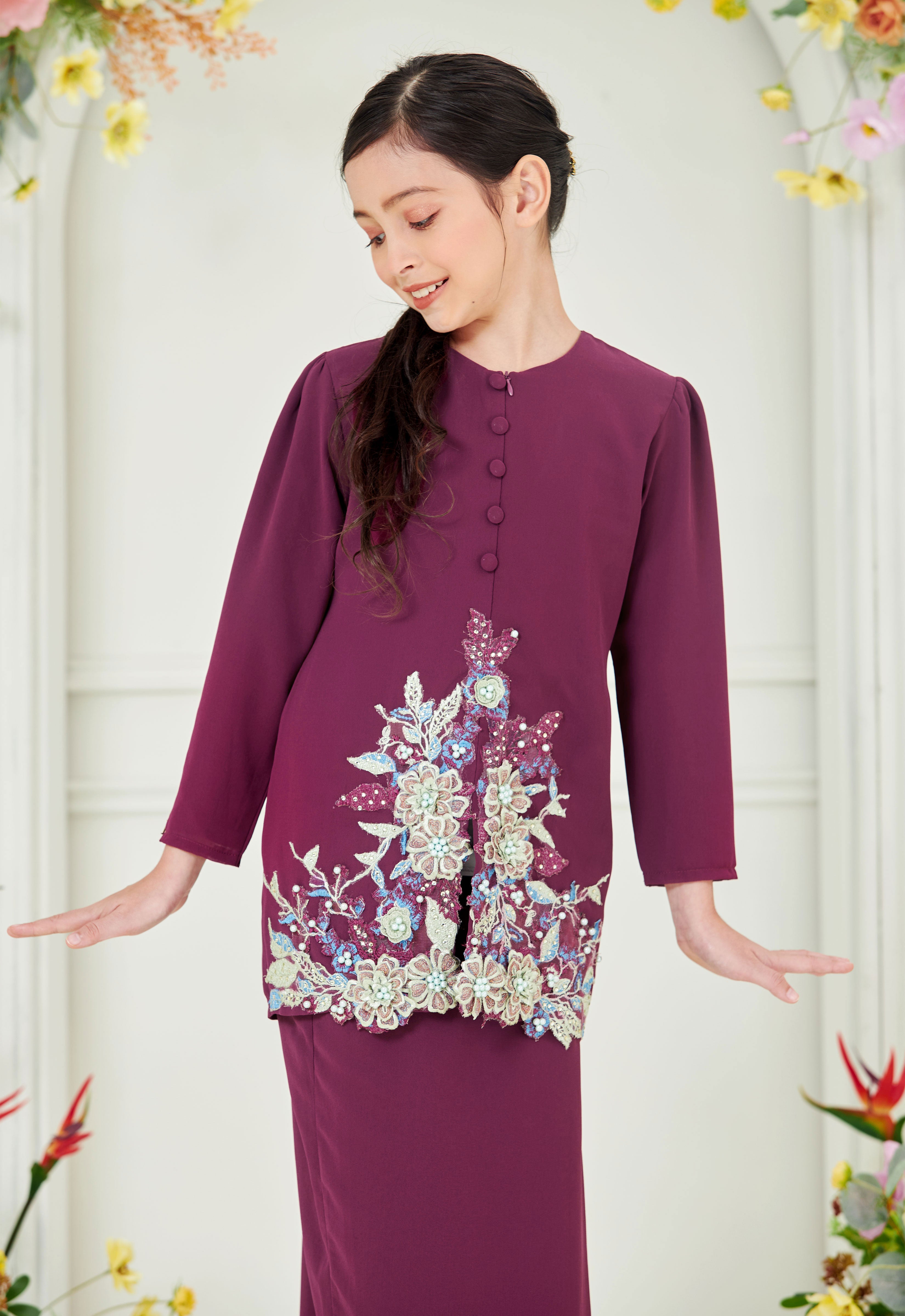 KHADEEJA KIDS KEBAYA - MANGOSTEEN