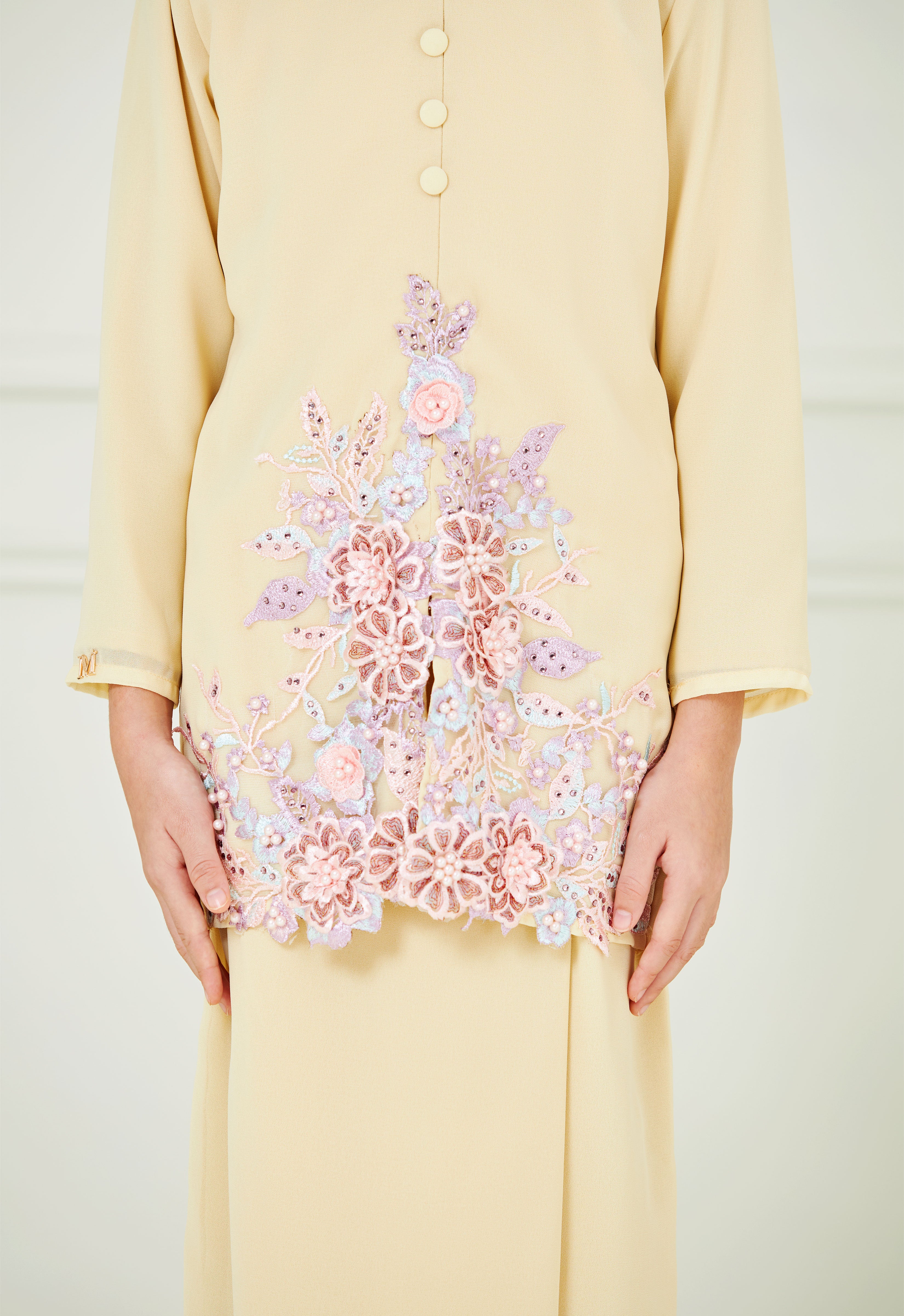 KHADEEJA KIDS KEBAYA - SOFT YELLOW