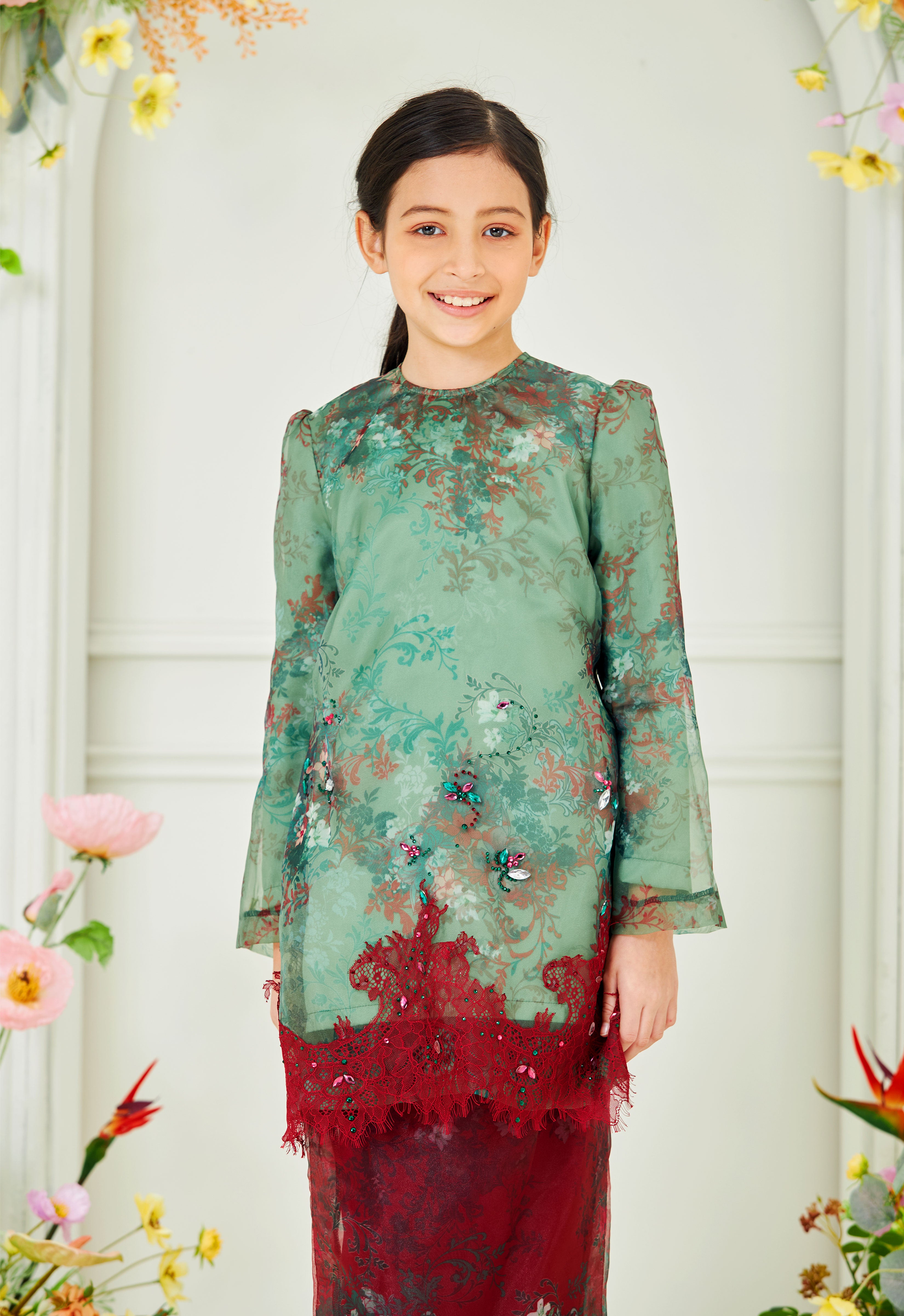 ROZELLA KIDS RIAW KURUNG - RED GREEN