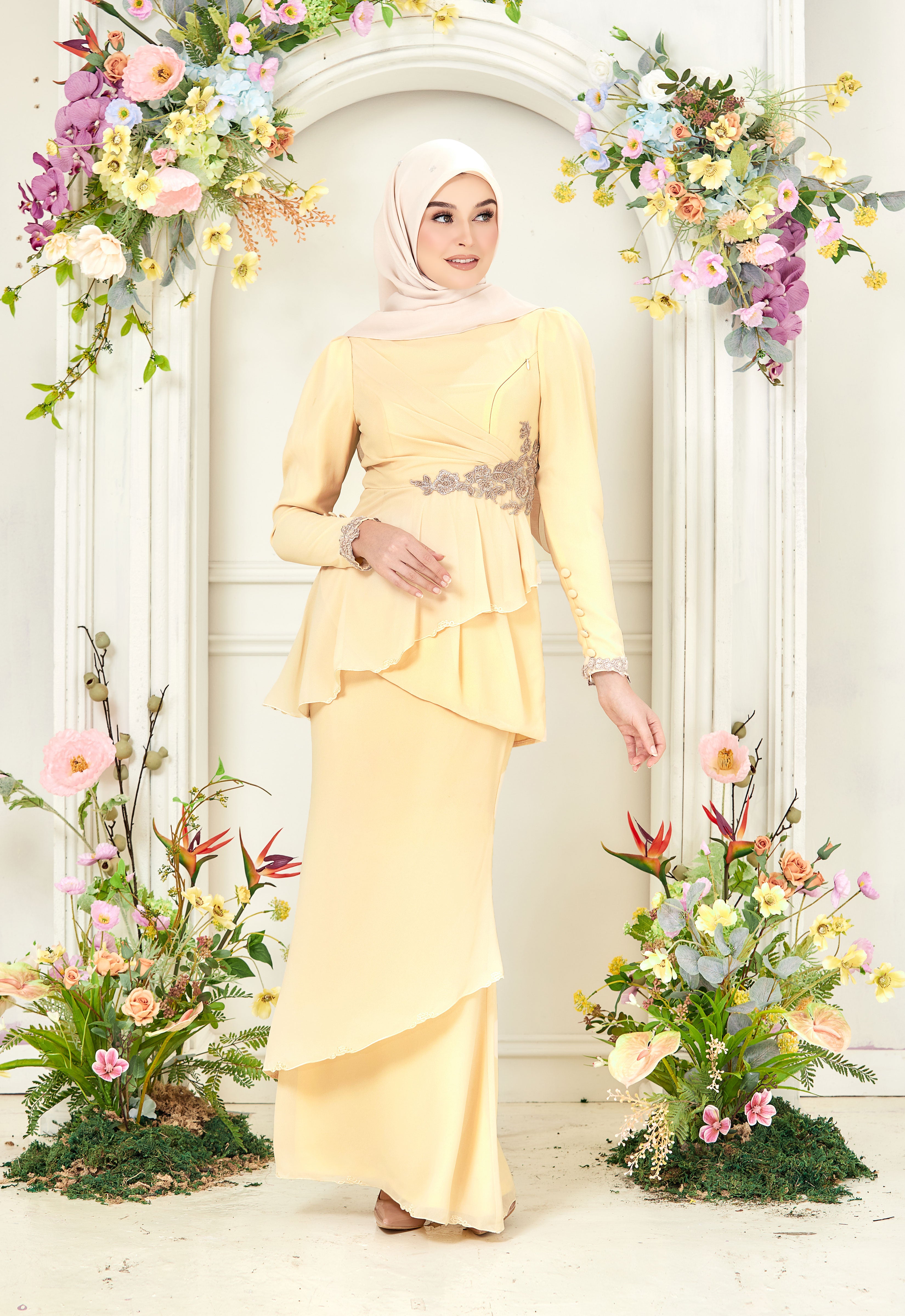 AYLEEN RUFFLE KURUNG - SOFT YELLOW
