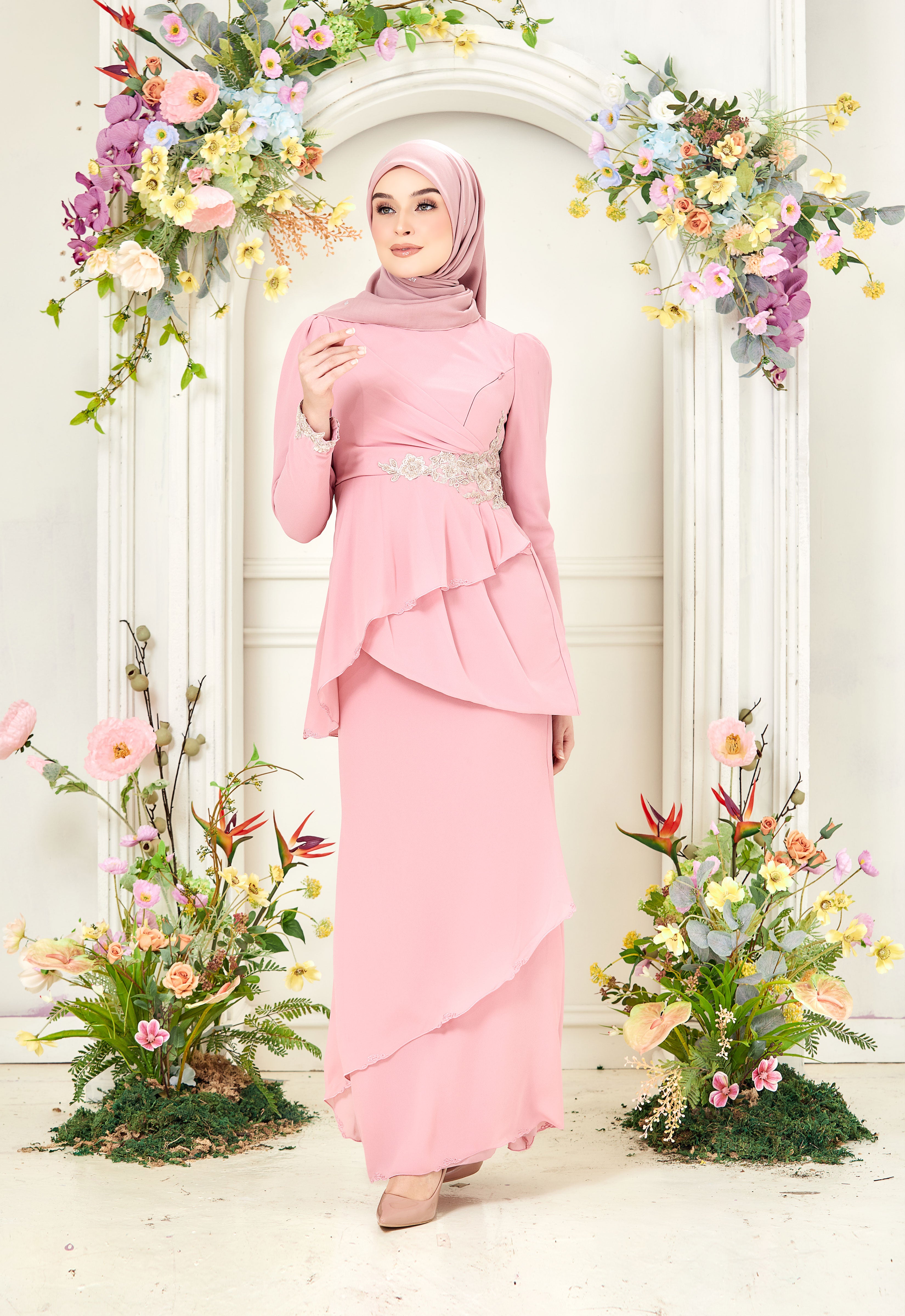 AYLEEN RUFFLE KURUNG - CANDY PINK