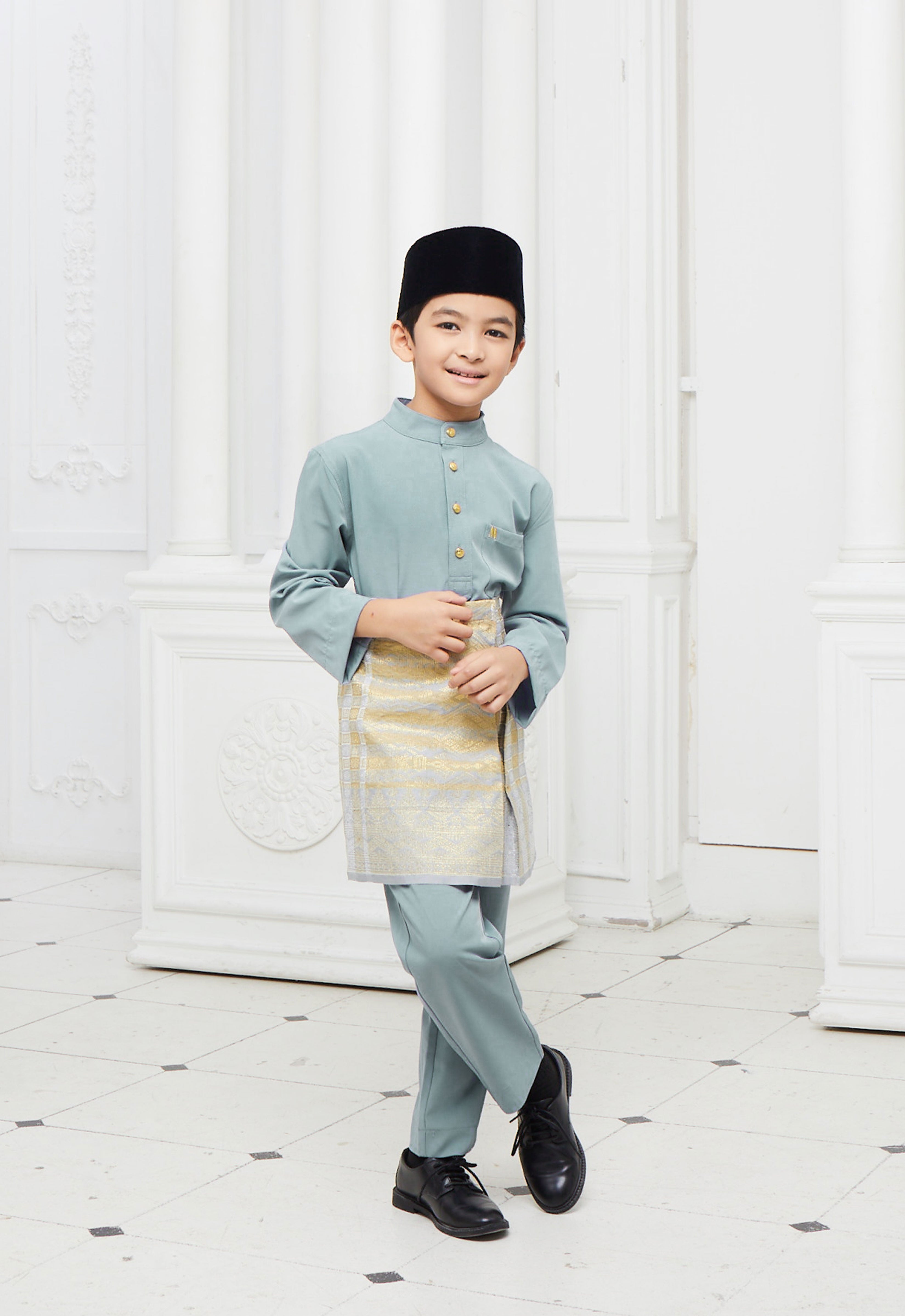 BAJU MELAYU KIDS - BLUE GRAY