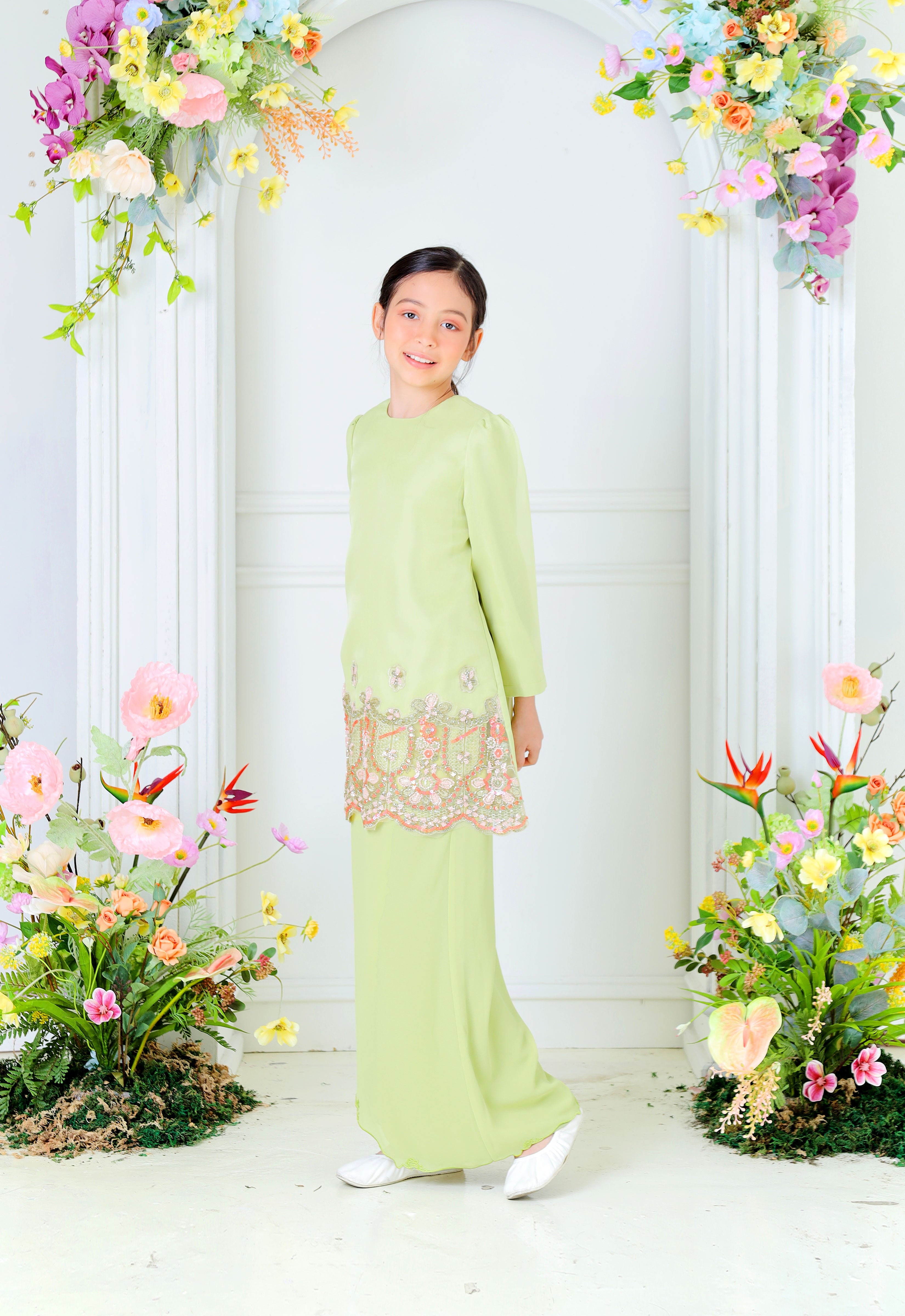 NOURA SUPER LUXE KIDS KURUNG - MOSS GREEN