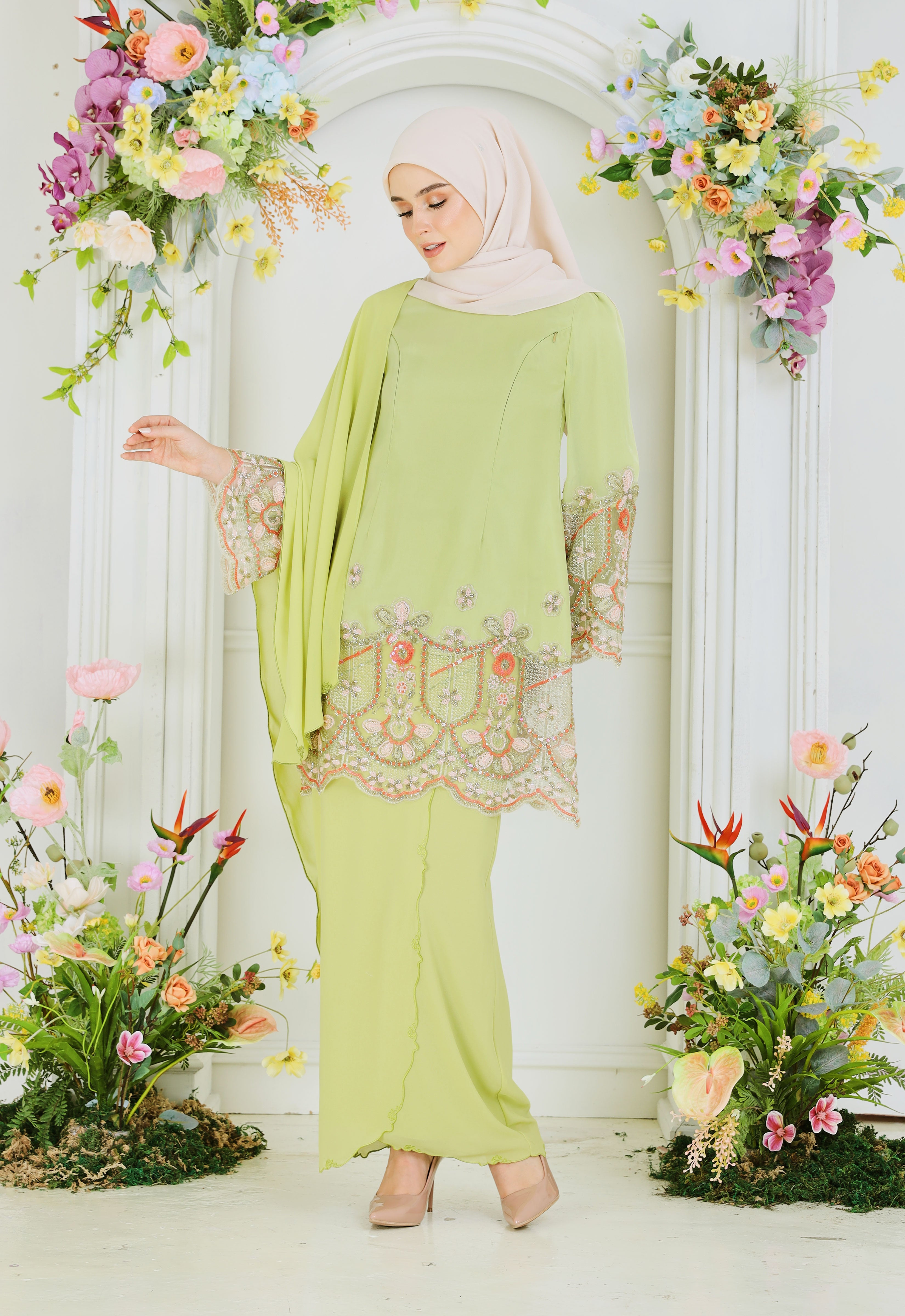 NOURA SUPER LUXE KURUNG - MOSS GREEN