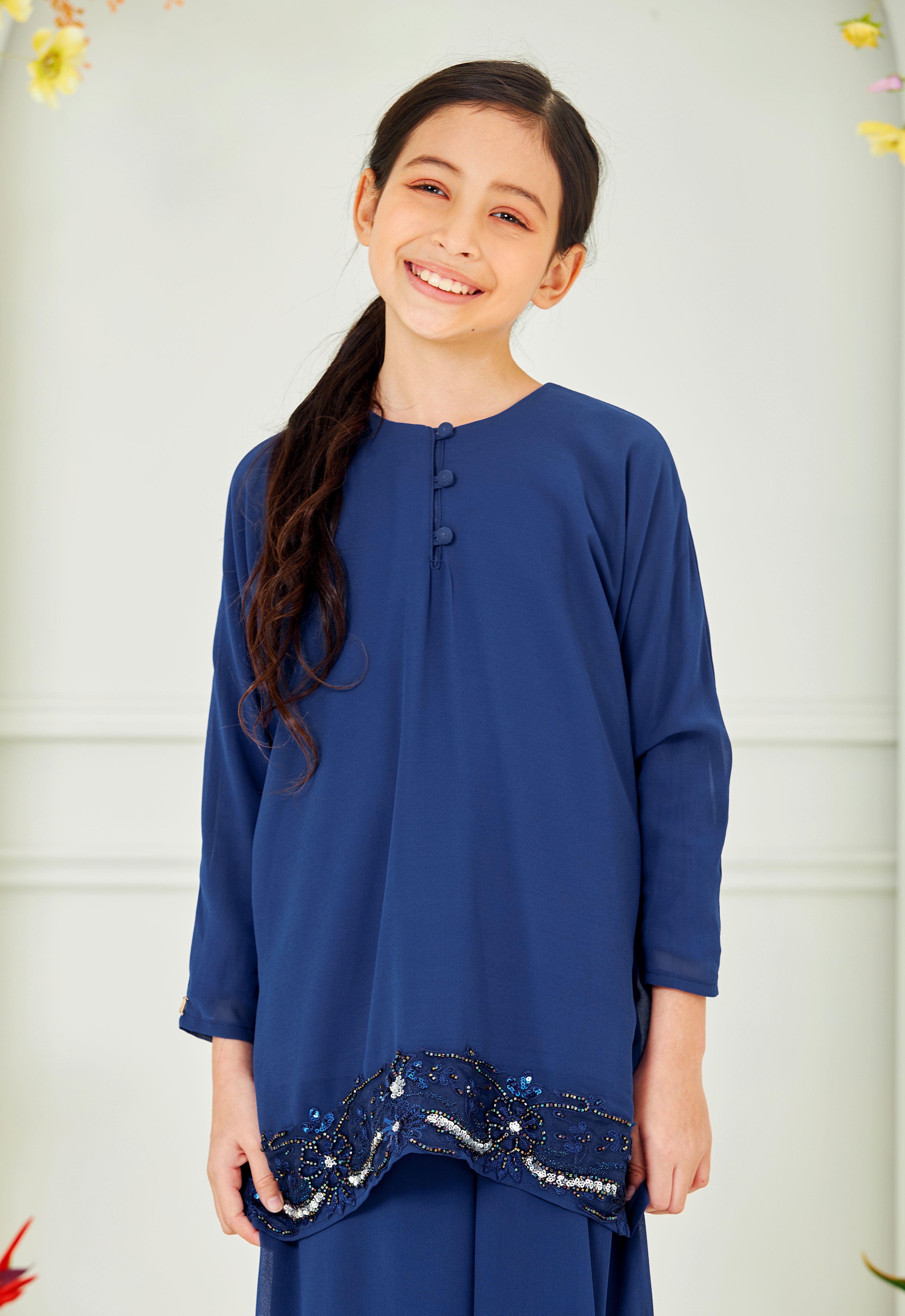 RANIA KIDS KAFTAN KURUNG - ROYAL BLUE