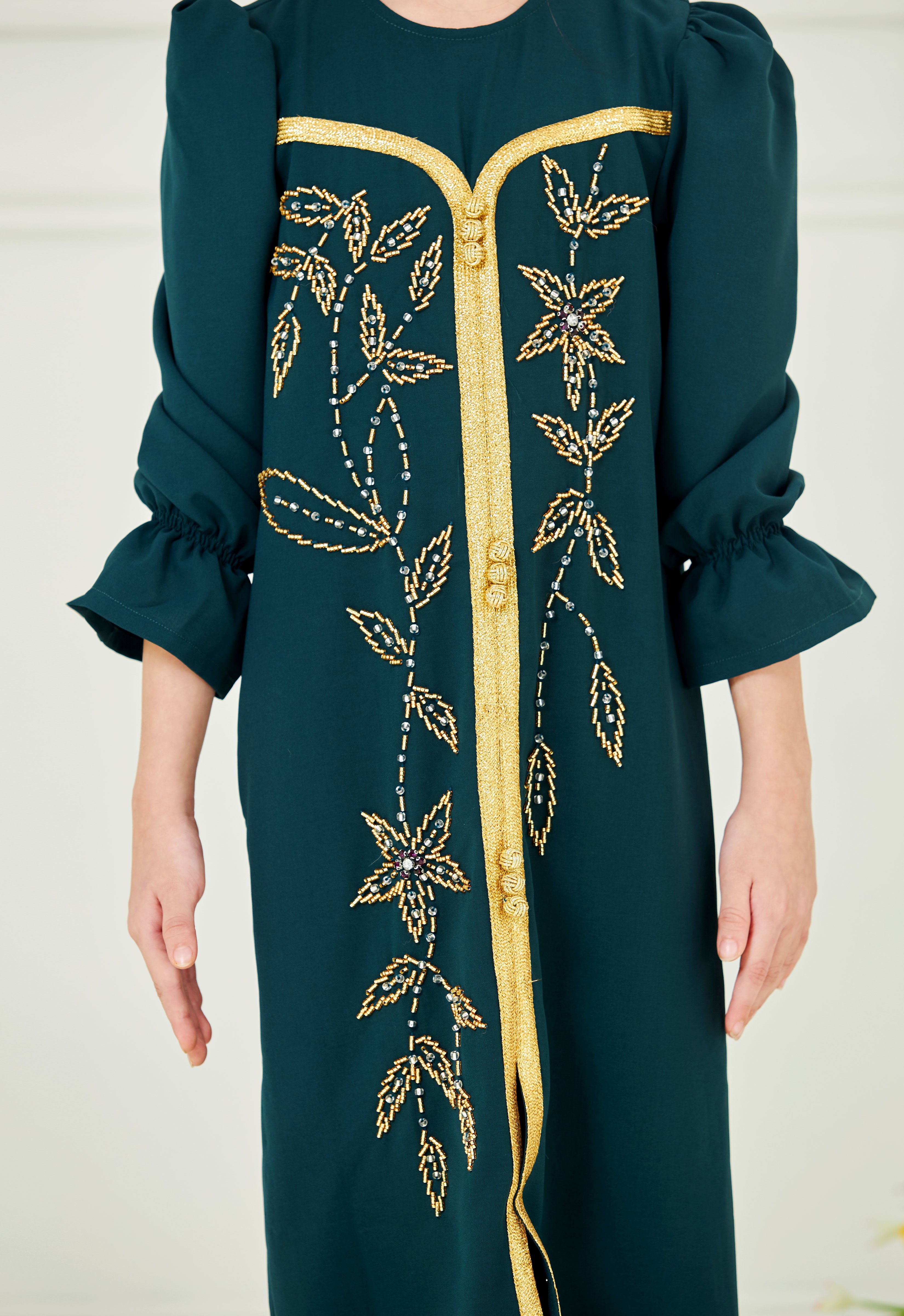 HUMAYRA KIDS ABAYA - EMERALD GREEN