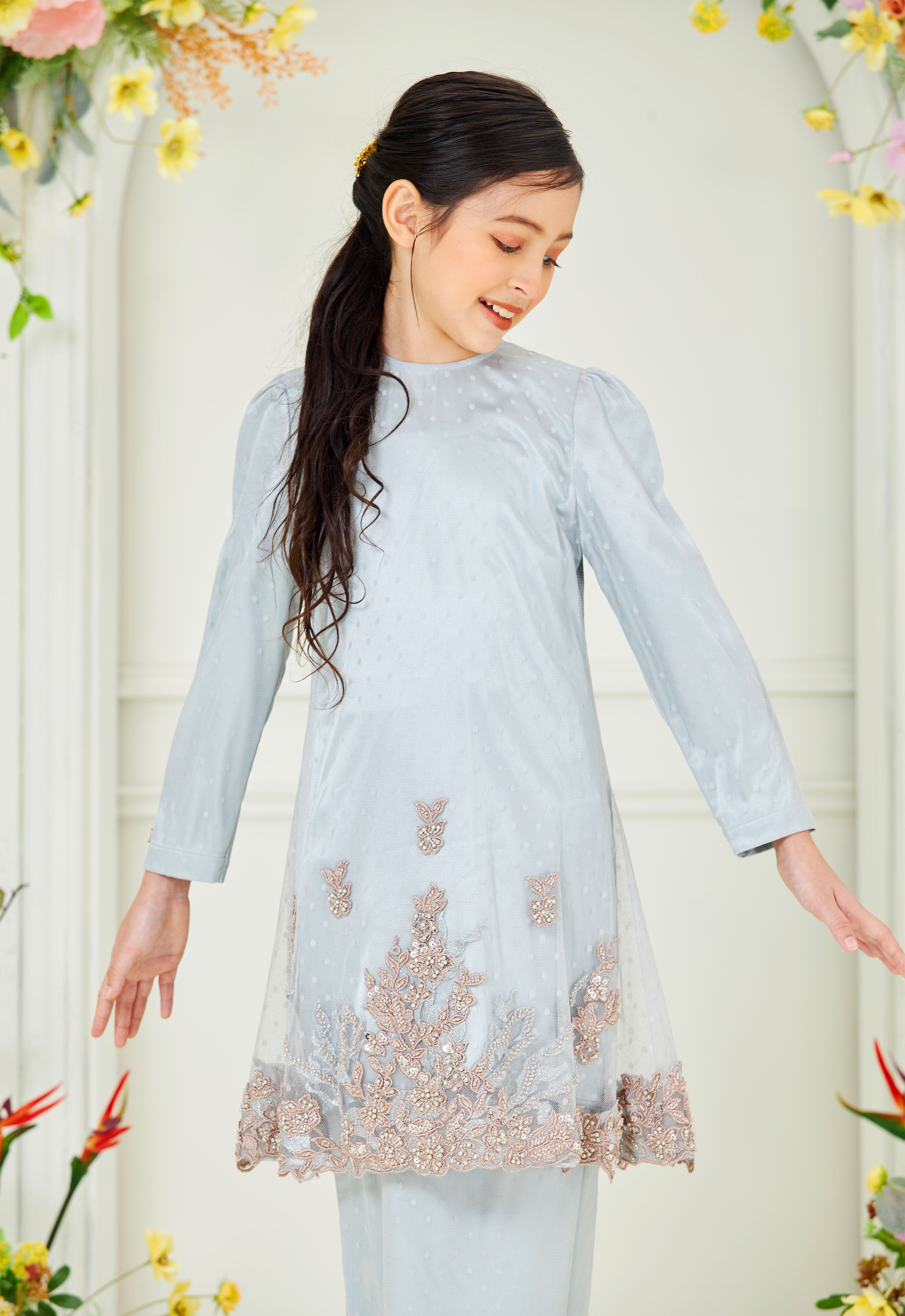 AYANAA LUXE KIDS KURUNG - GRAY GREEN