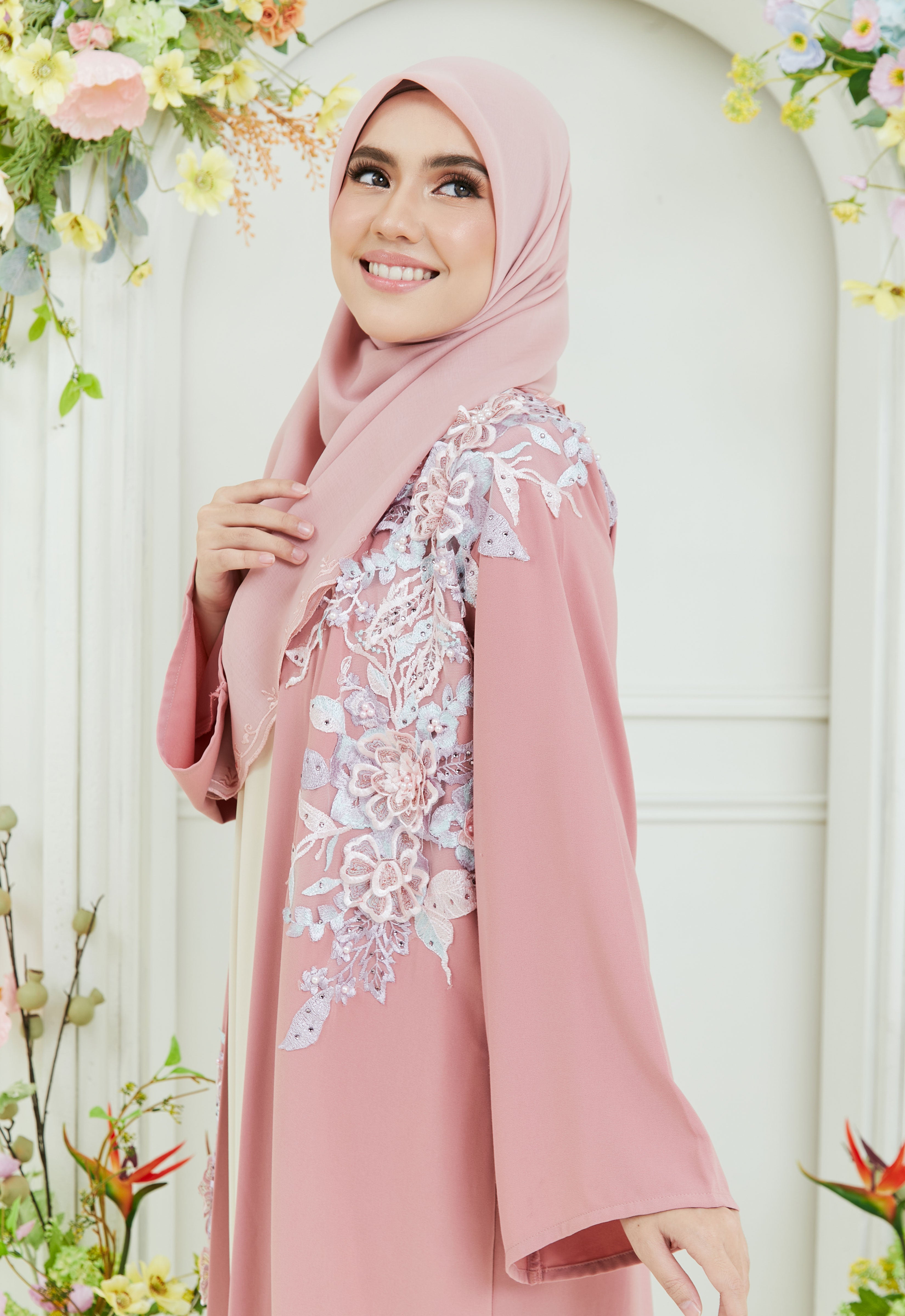 KHADEEJA ABAYA - PINK FLUTTER