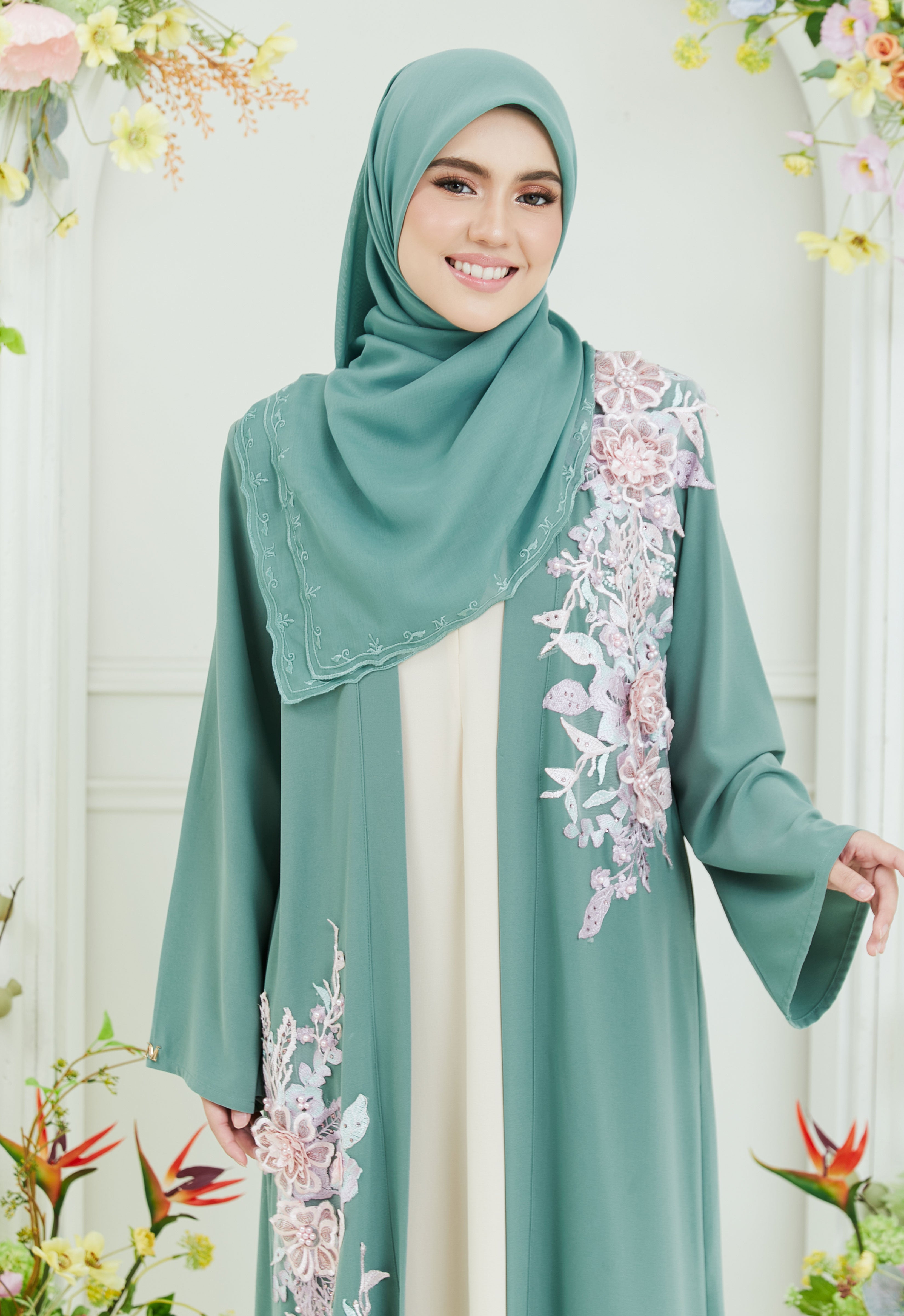 KHADEEJA ABAYA - PASTEL TURQUOISE
