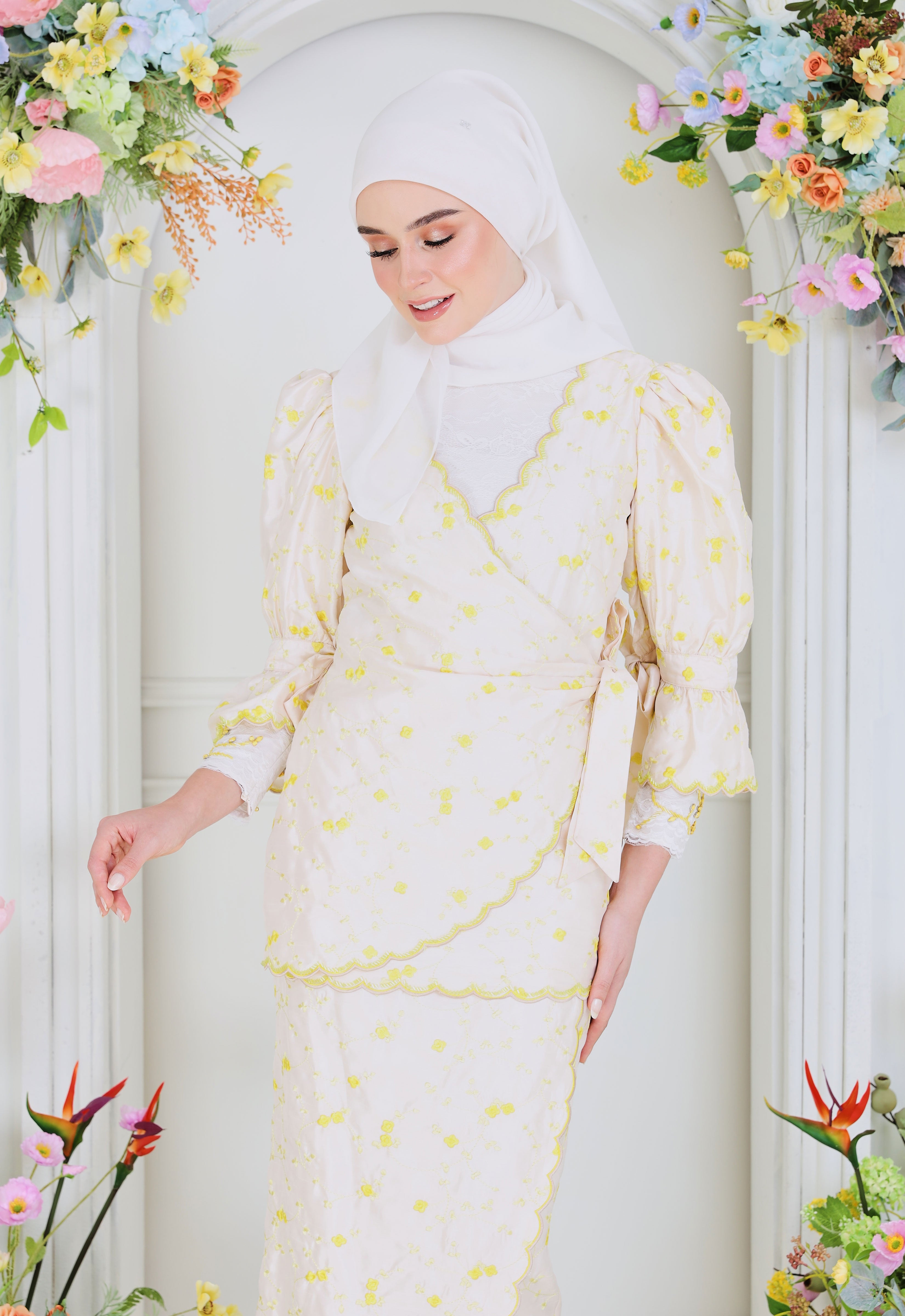 BELINDA LUXE DRAPPED KURUNG - CREAM YELLOW