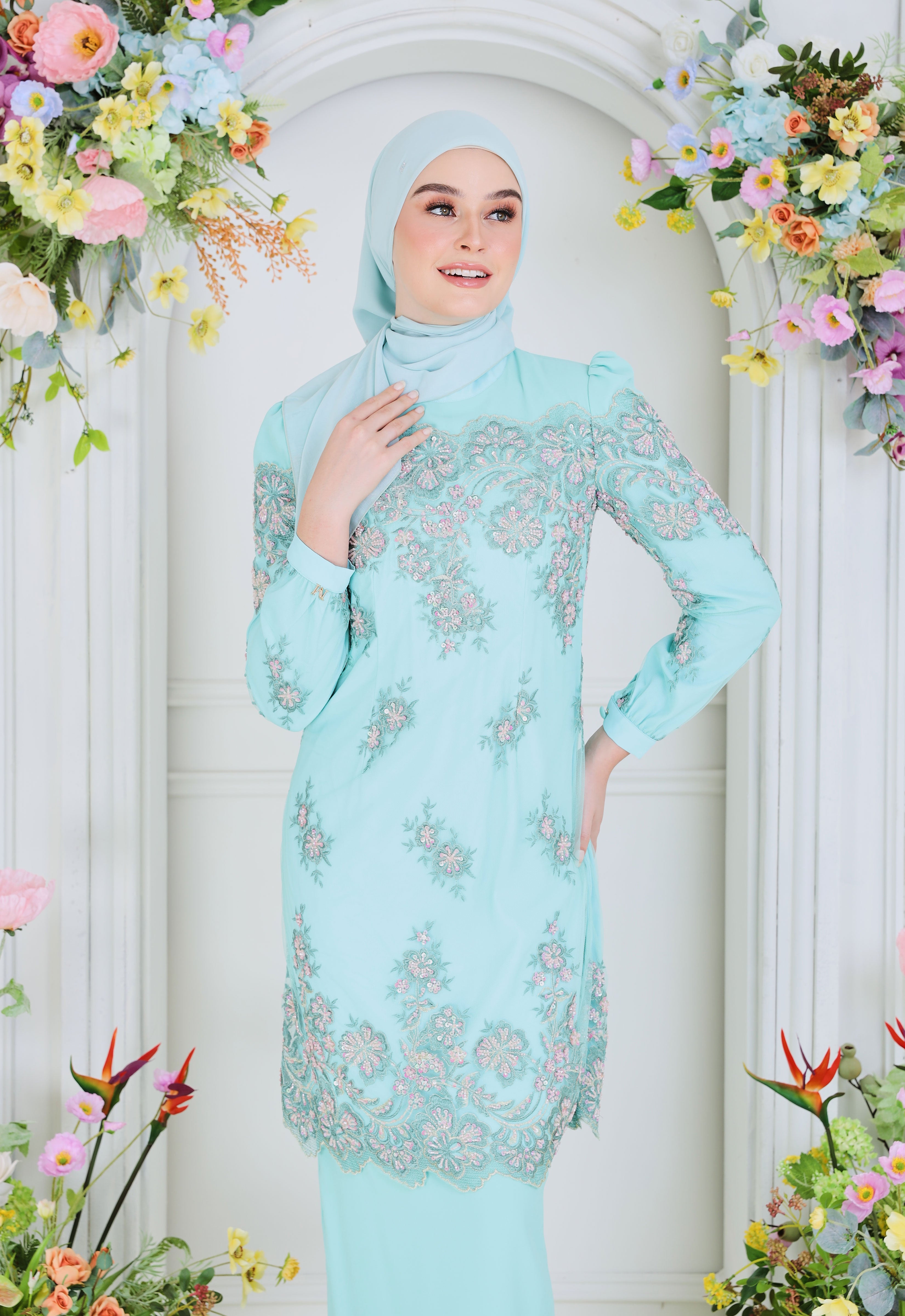 ERYNA LUXE KURUNG - PASTEL TURQOUISE