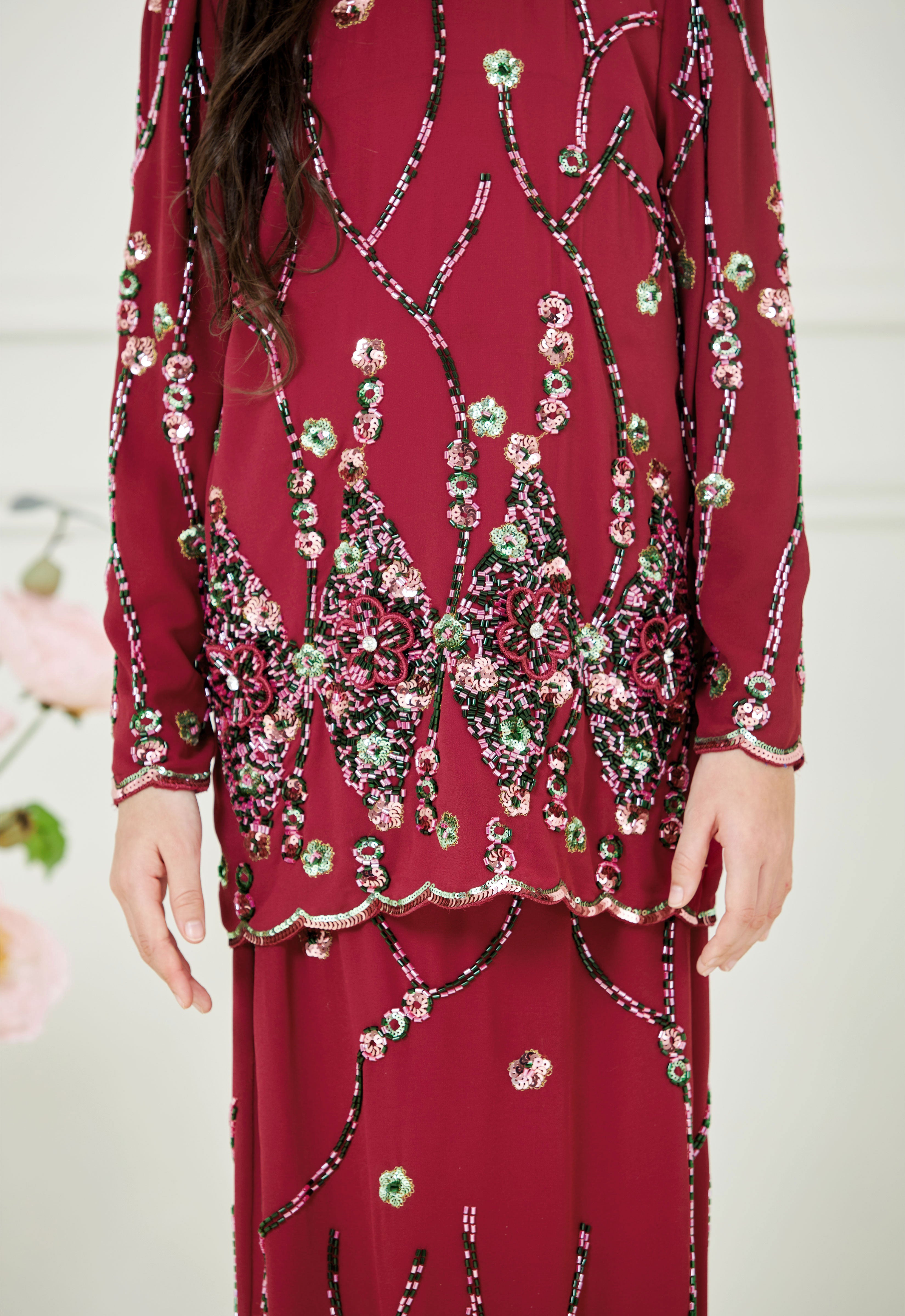 WAFIYAA SUPER LUXE KIDS KURUNG - MAGENTA