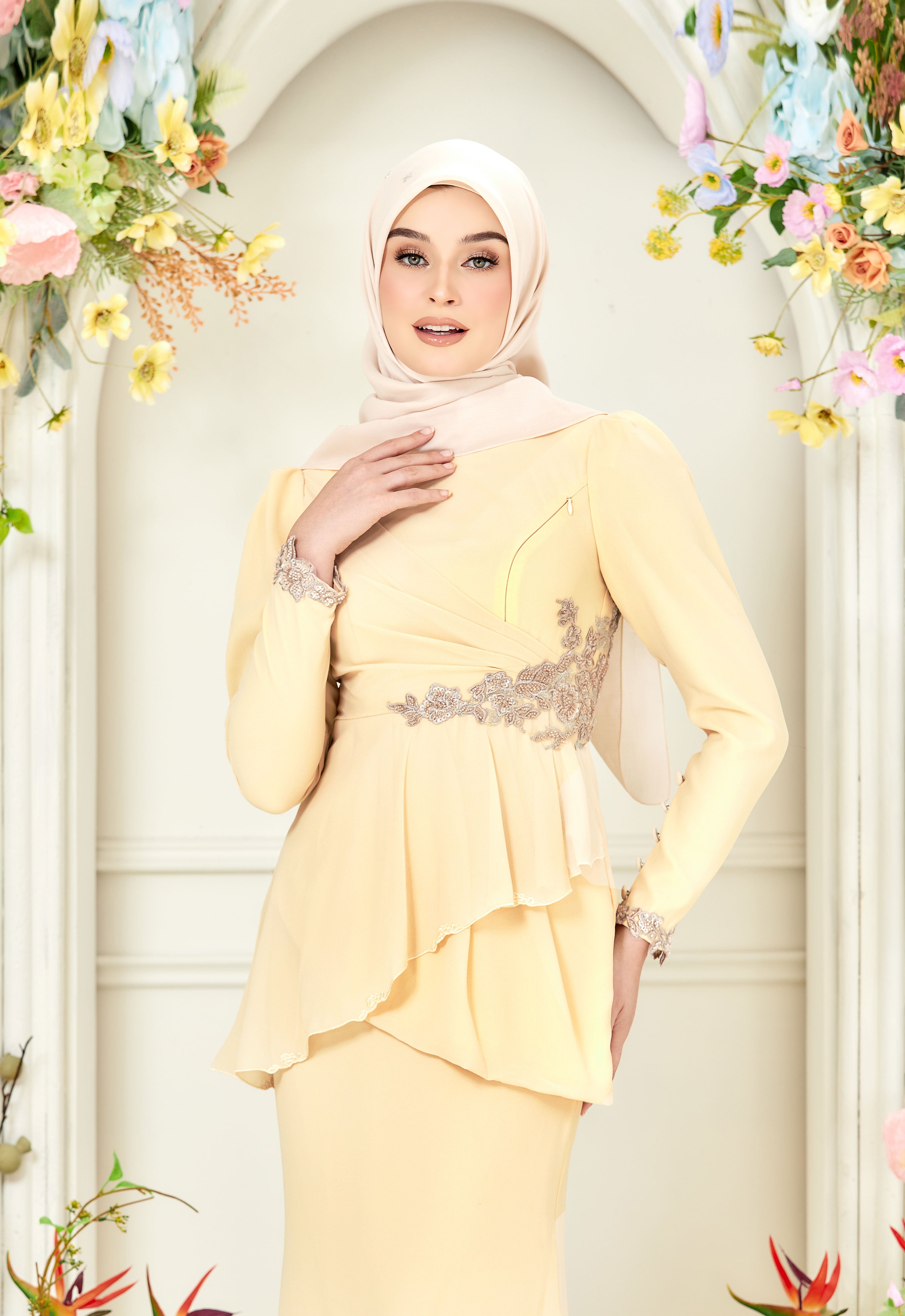 AYLEEN RUFFLE KURUNG - SOFT YELLOW