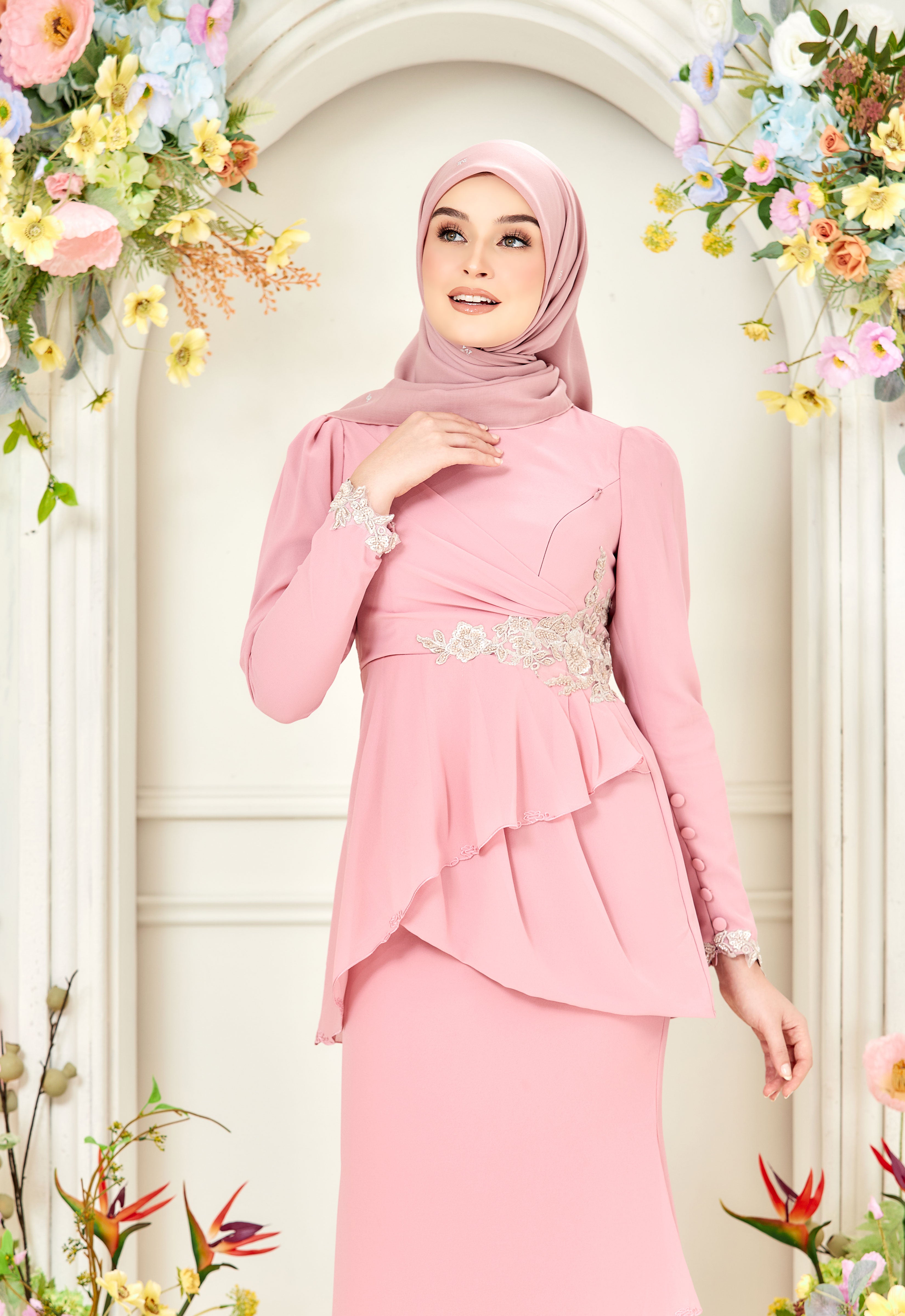 AYLEEN RUFFLE KURUNG - CANDY PINK