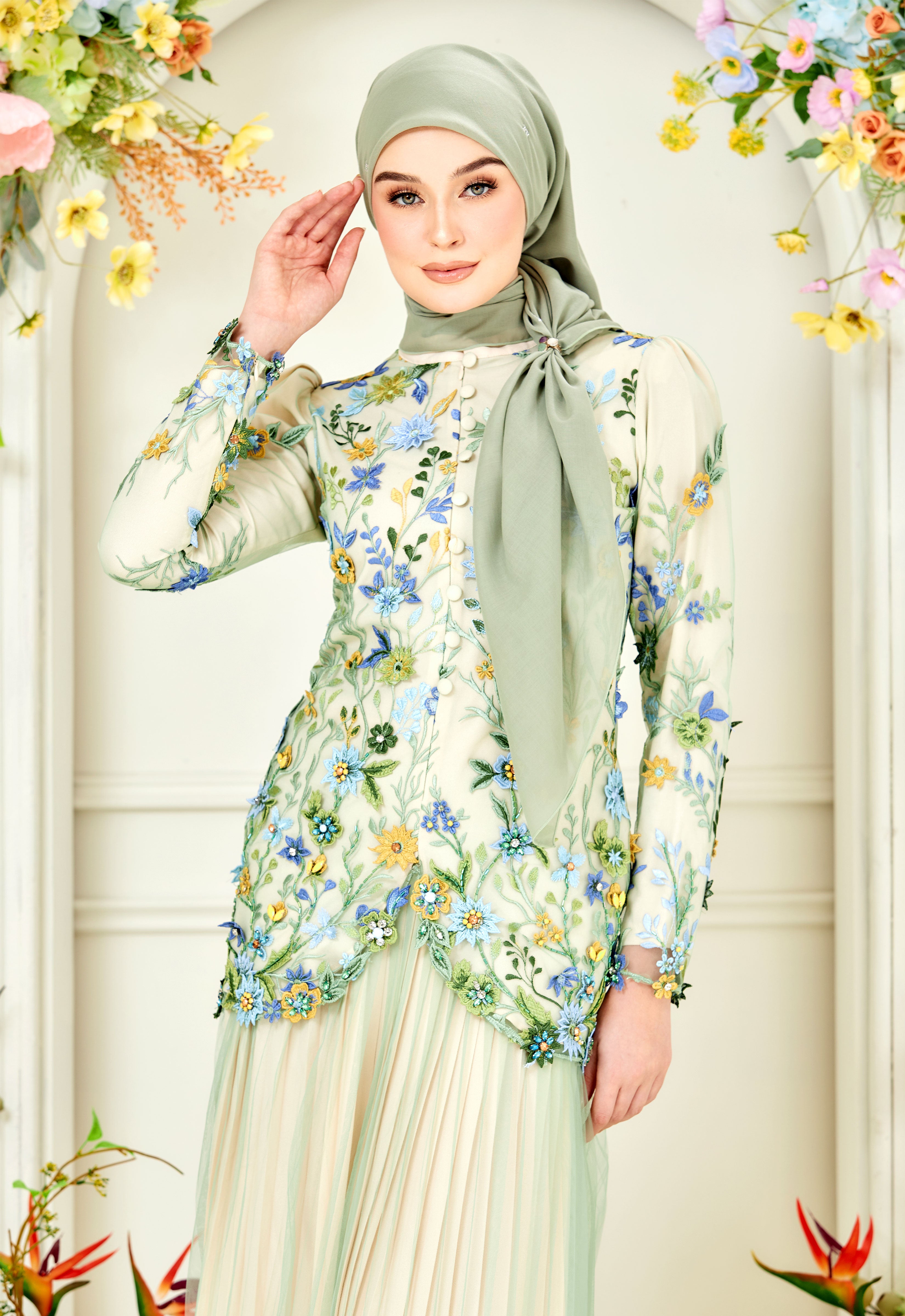 ELVINA LUXE MINI KURUNG - GREEN