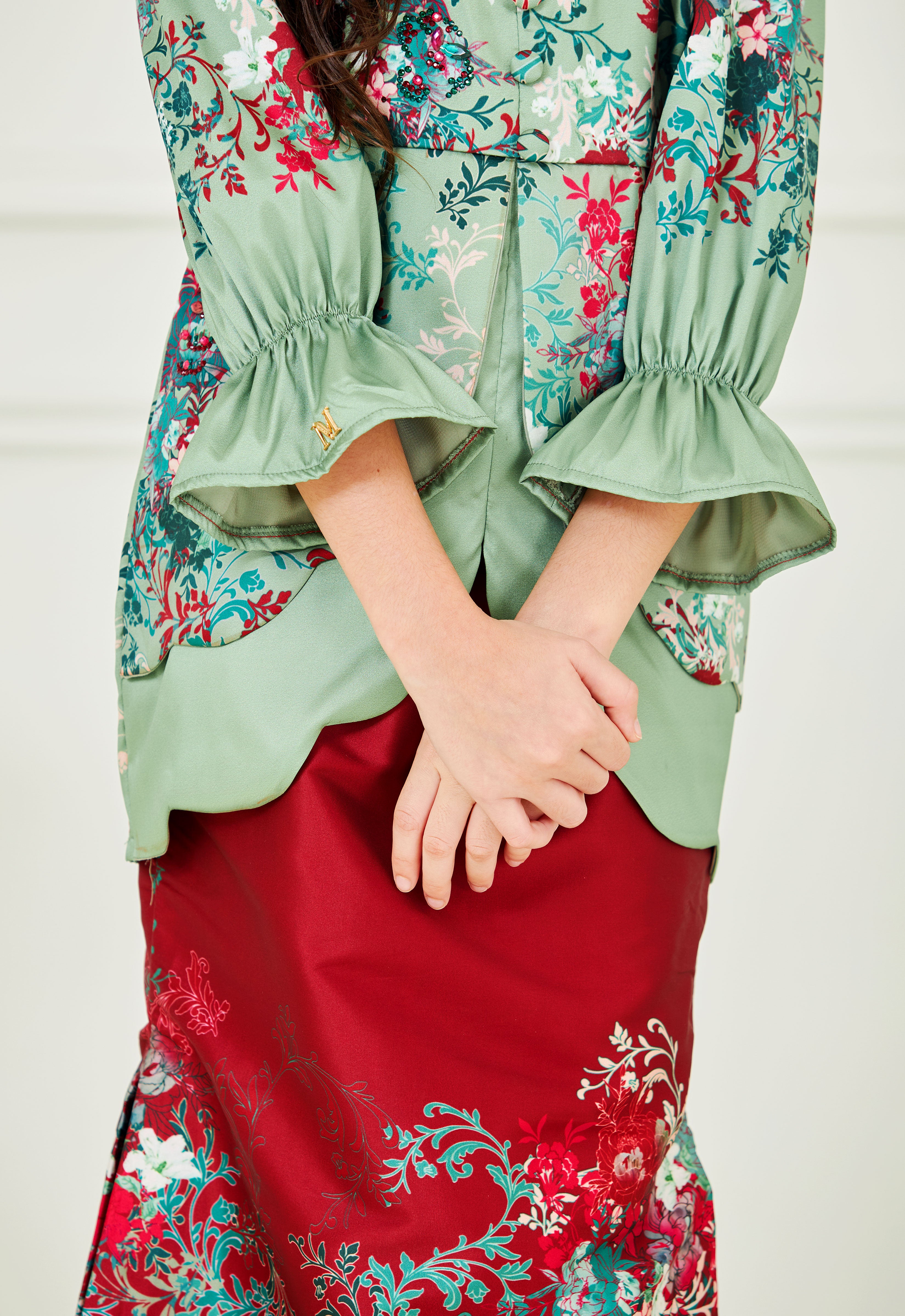 ROZELLA KIDS MINI KURUNG - RED GREEN