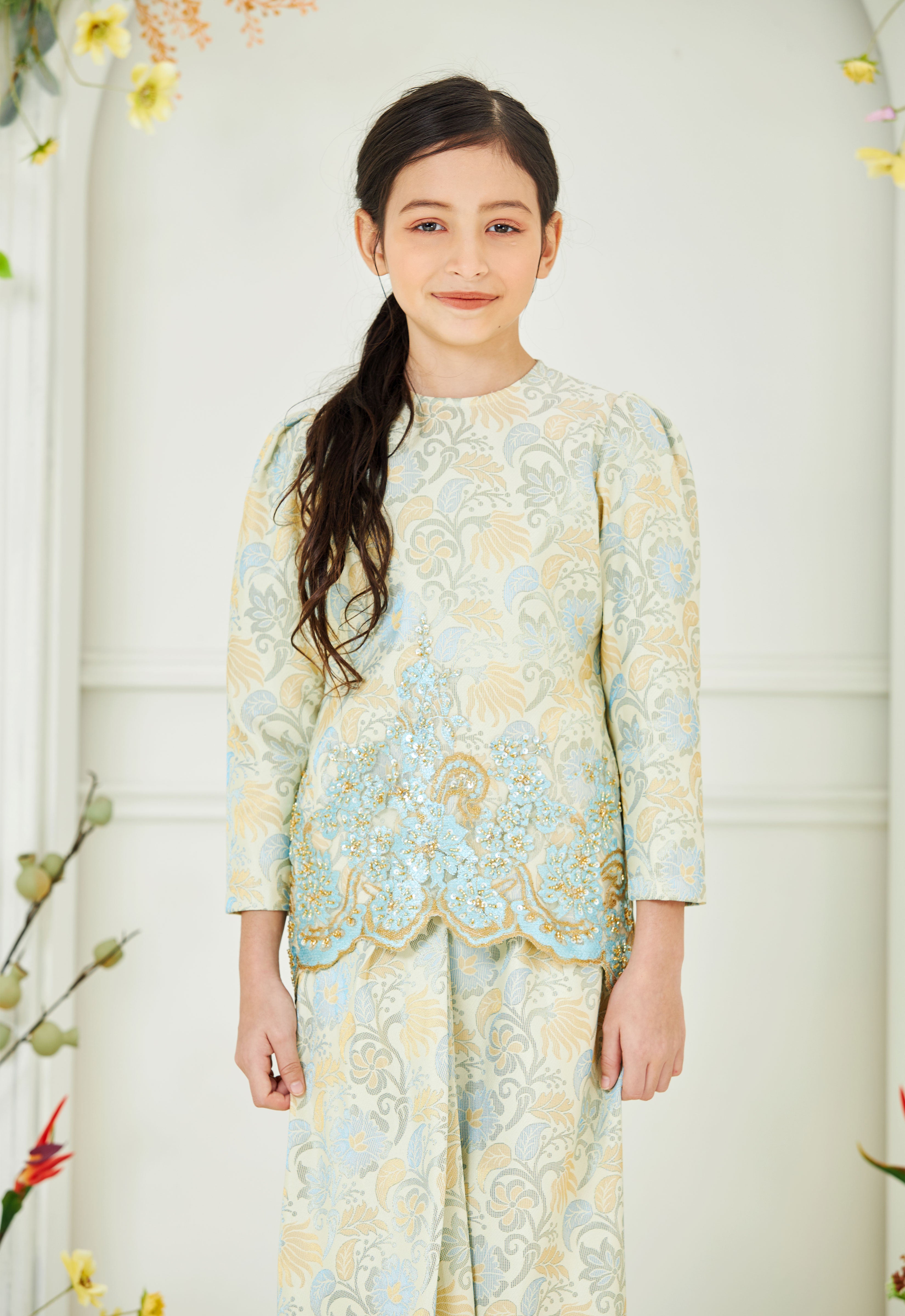 CHE AMINAH LUXE KIDS MINI KEBAYA - SOFT YELLOW