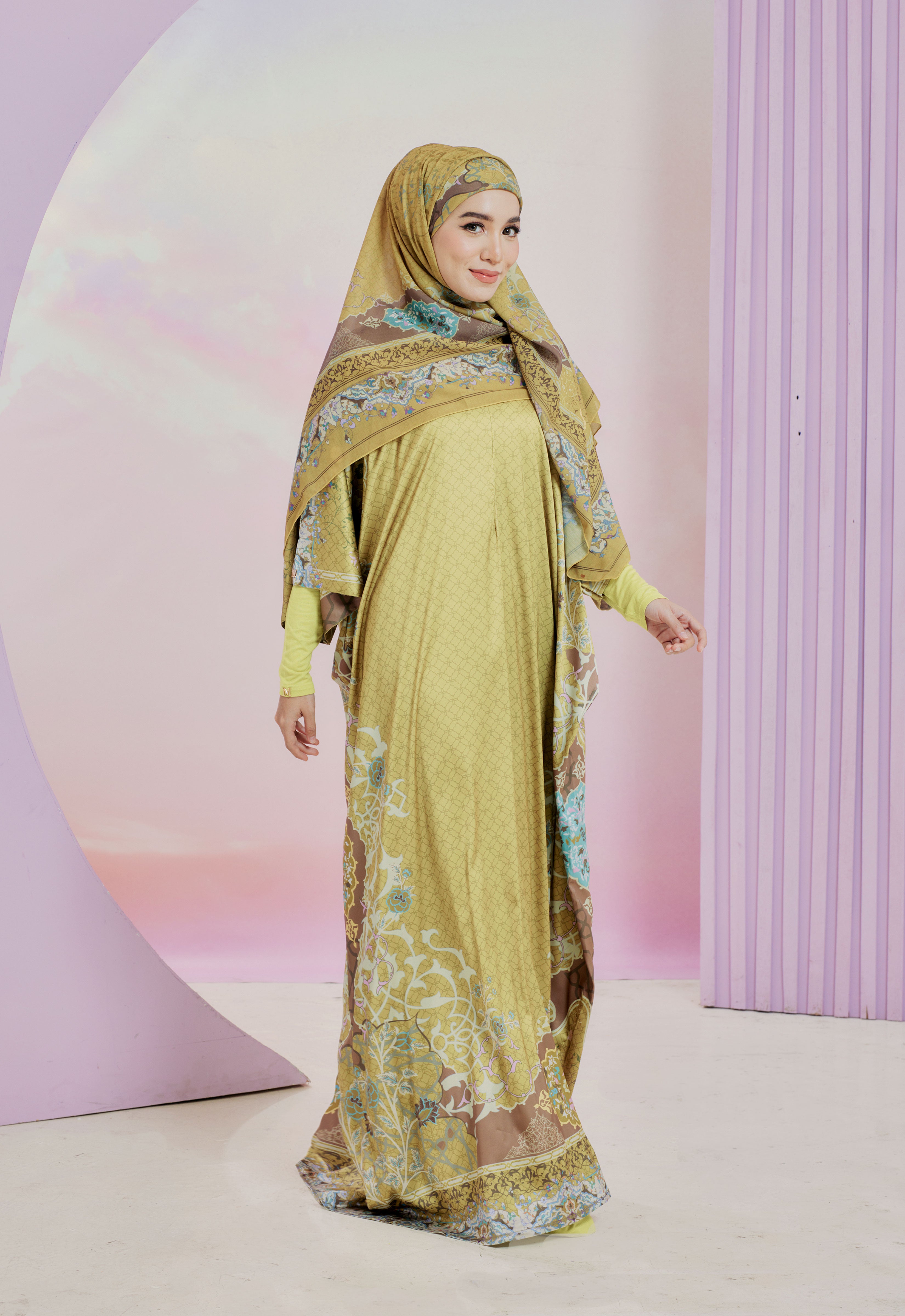 HARAMAIN ABAYA - OLIVE YELLOW