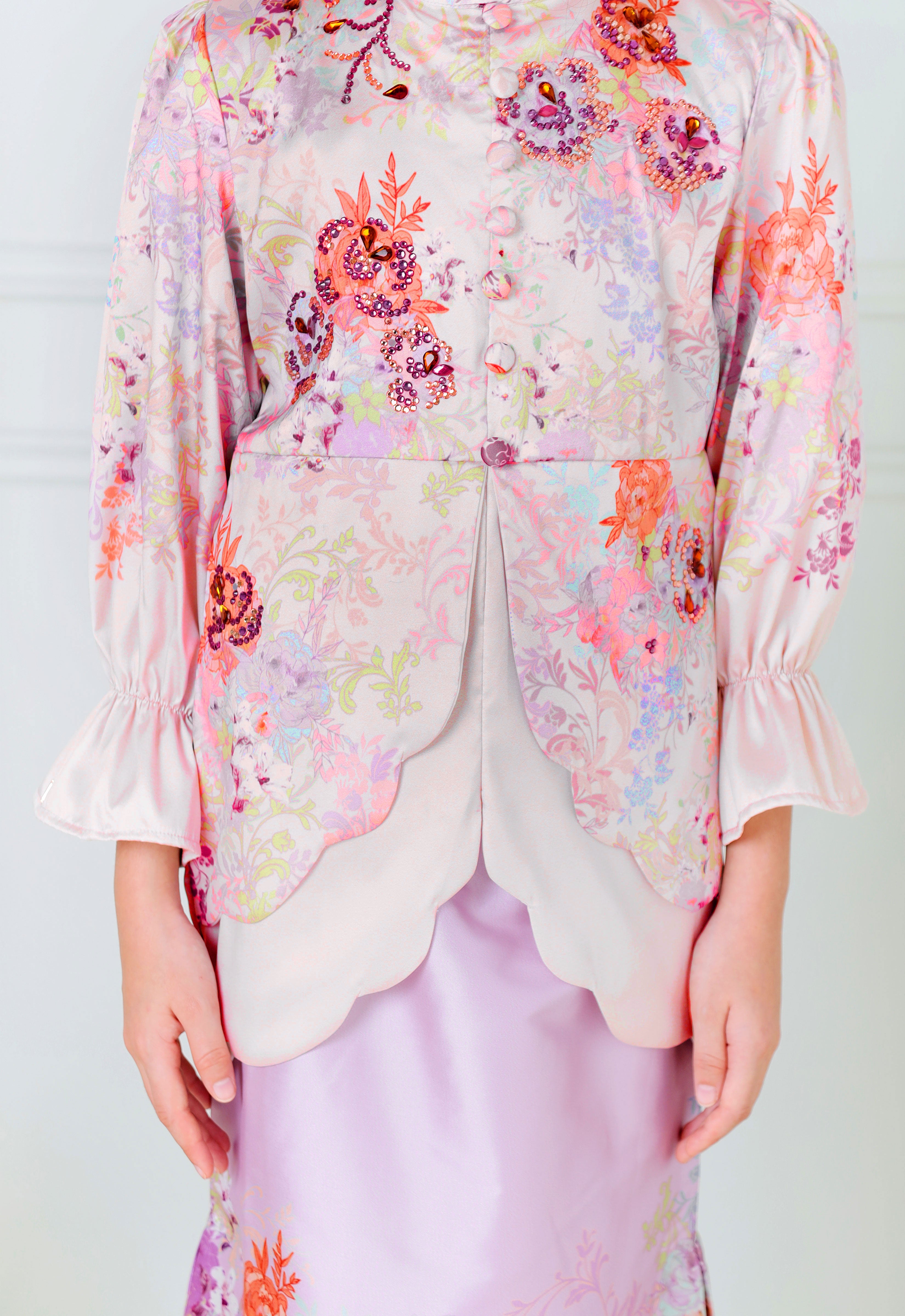 ROZELLA KIDS MINI KURUNG - LILAC CREAM