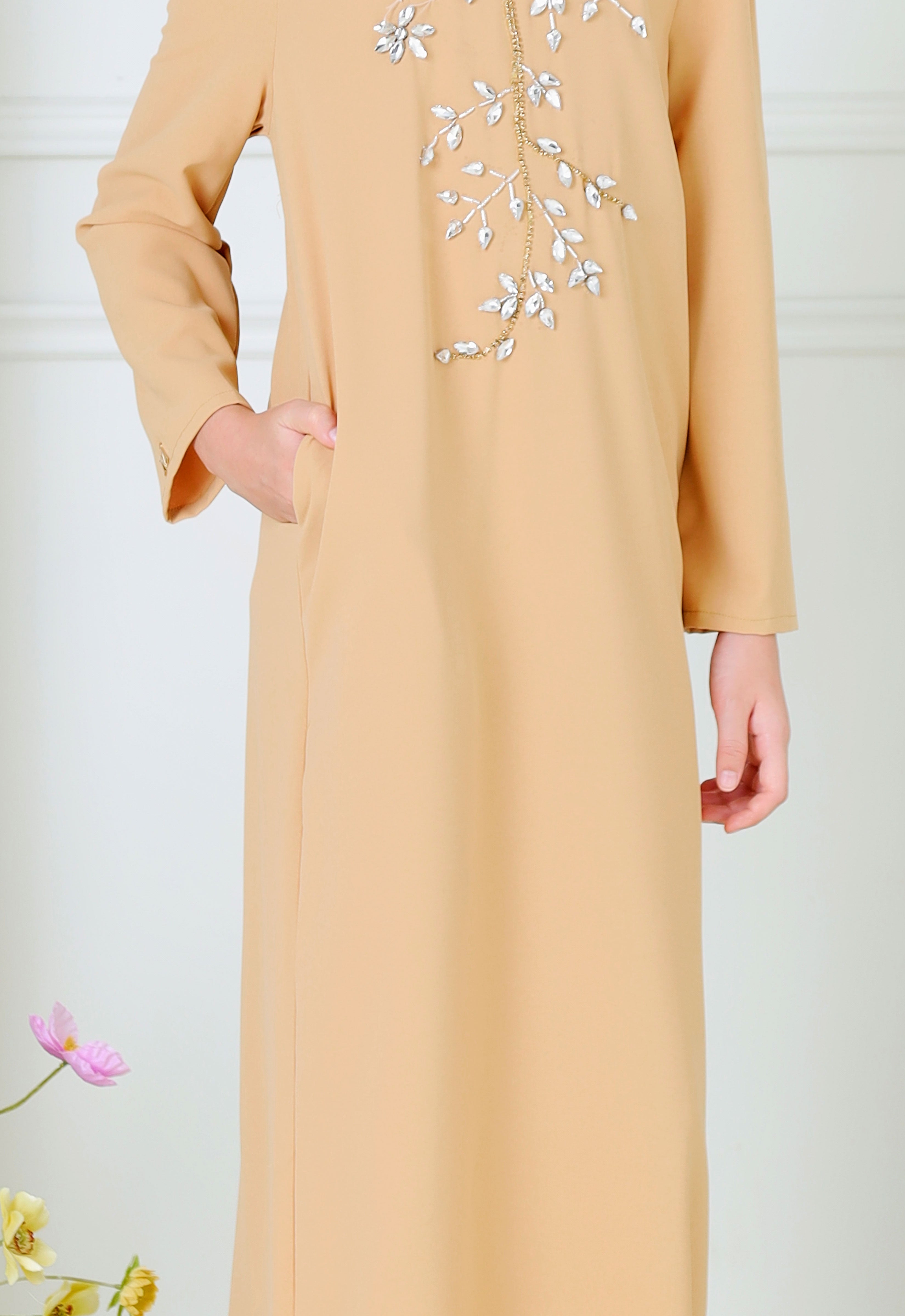 ZEHRA KIDS ABAYA - LIGHT BROWN