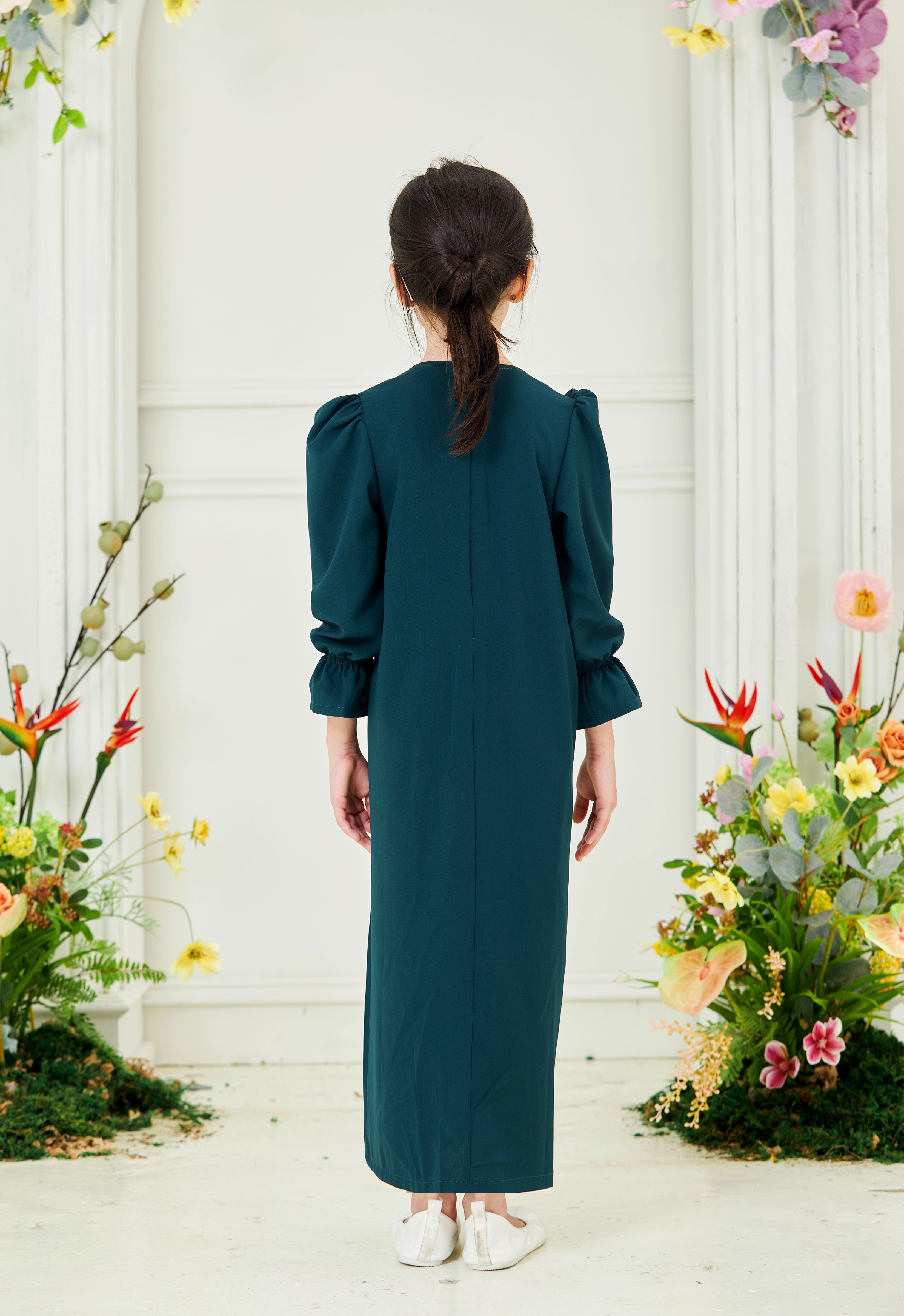 HUMAYRA KIDS ABAYA - EMERALD GREEN