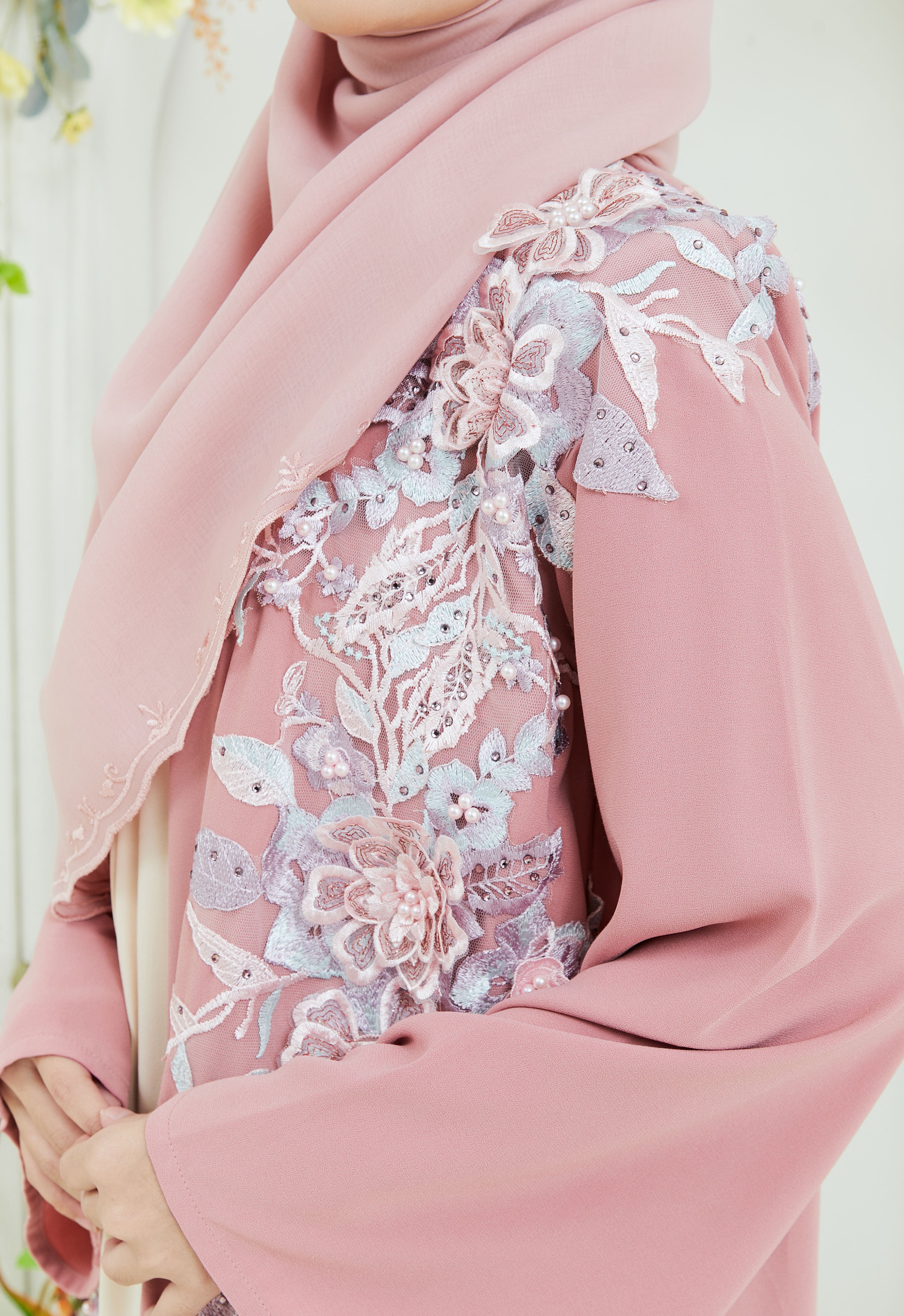 KHADEEJA ABAYA - PINK FLUTTER