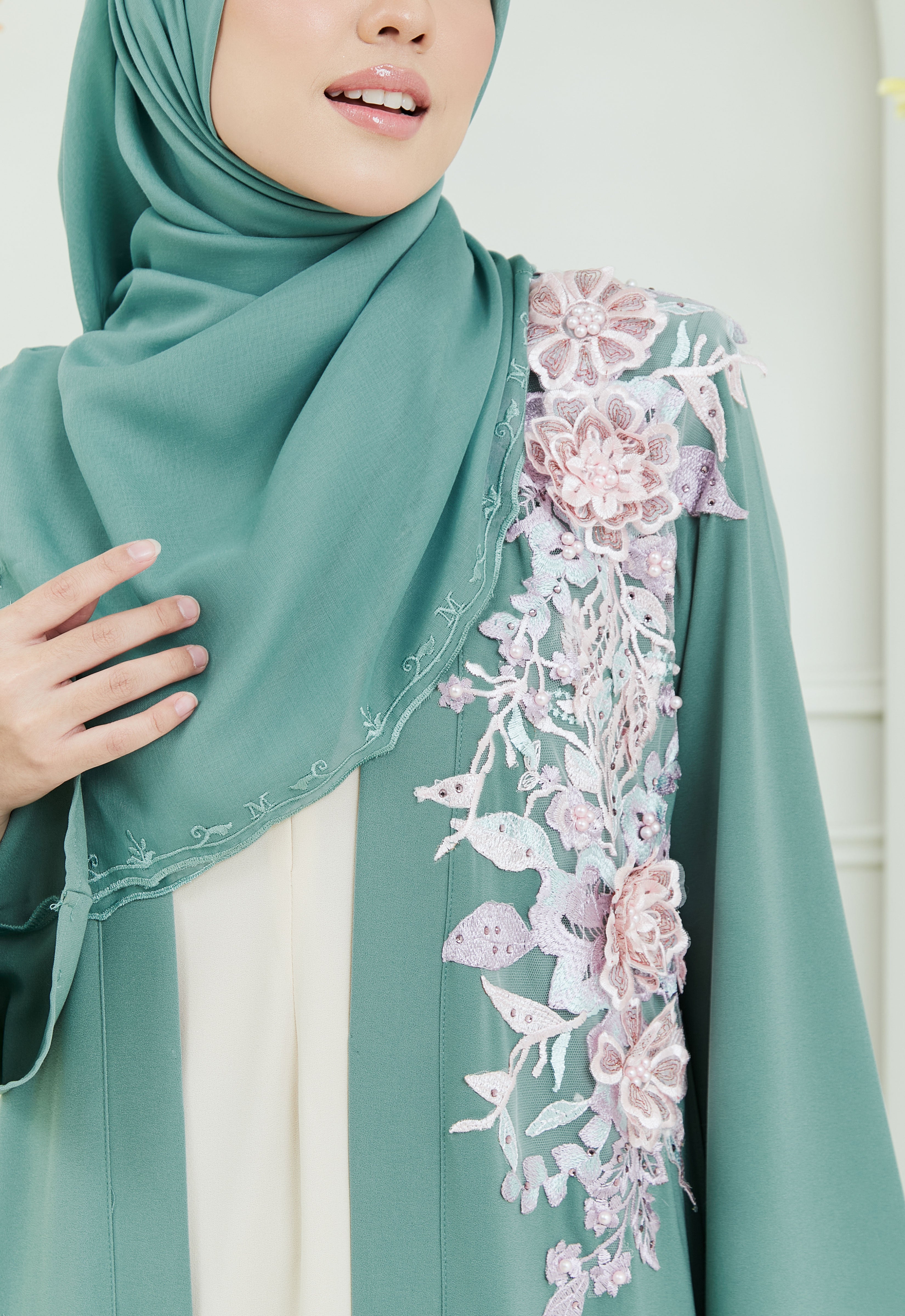 KHADEEJA ABAYA - PASTEL TURQUOISE