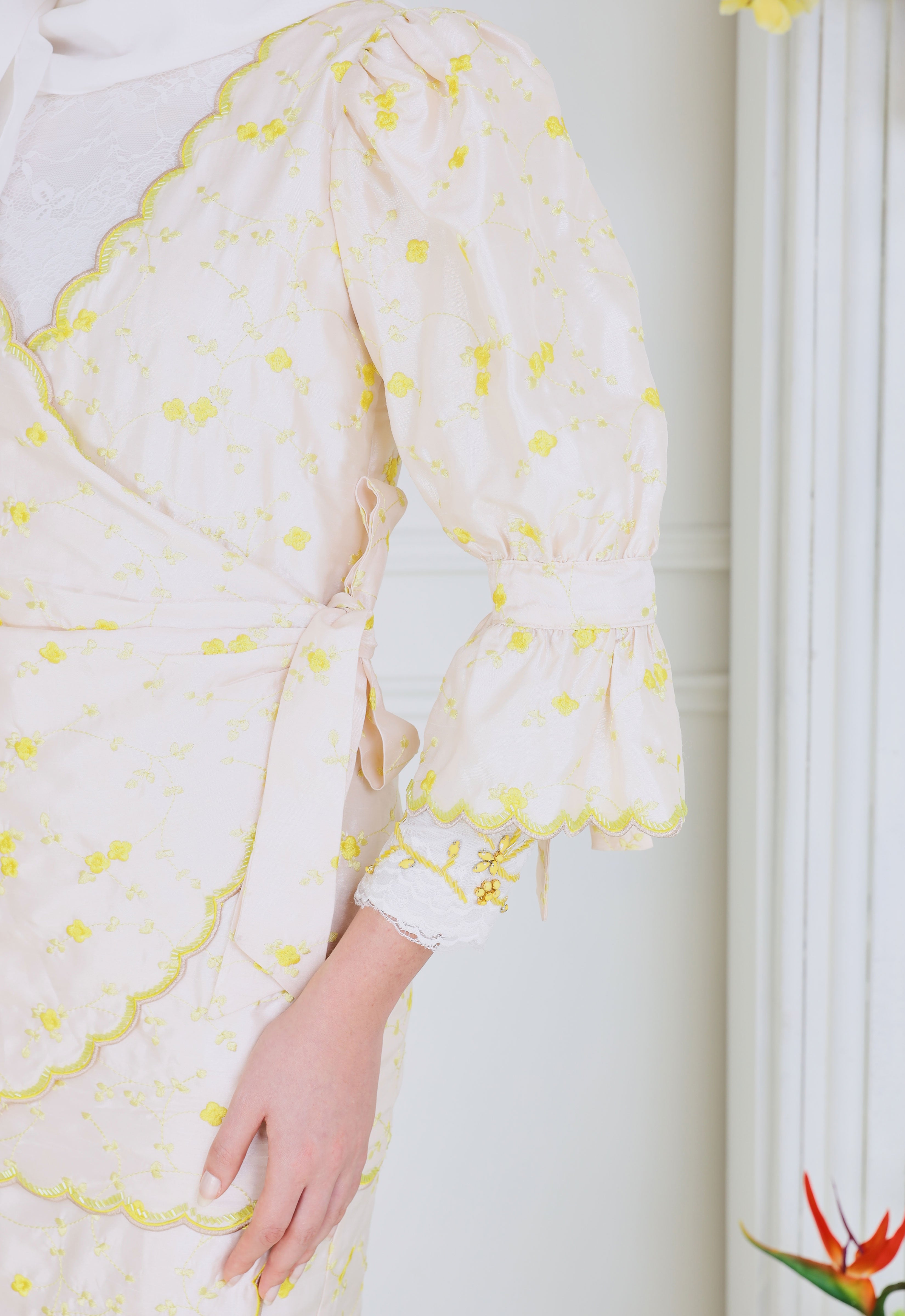 BELINDA LUXE DRAPPED KURUNG - CREAM YELLOW
