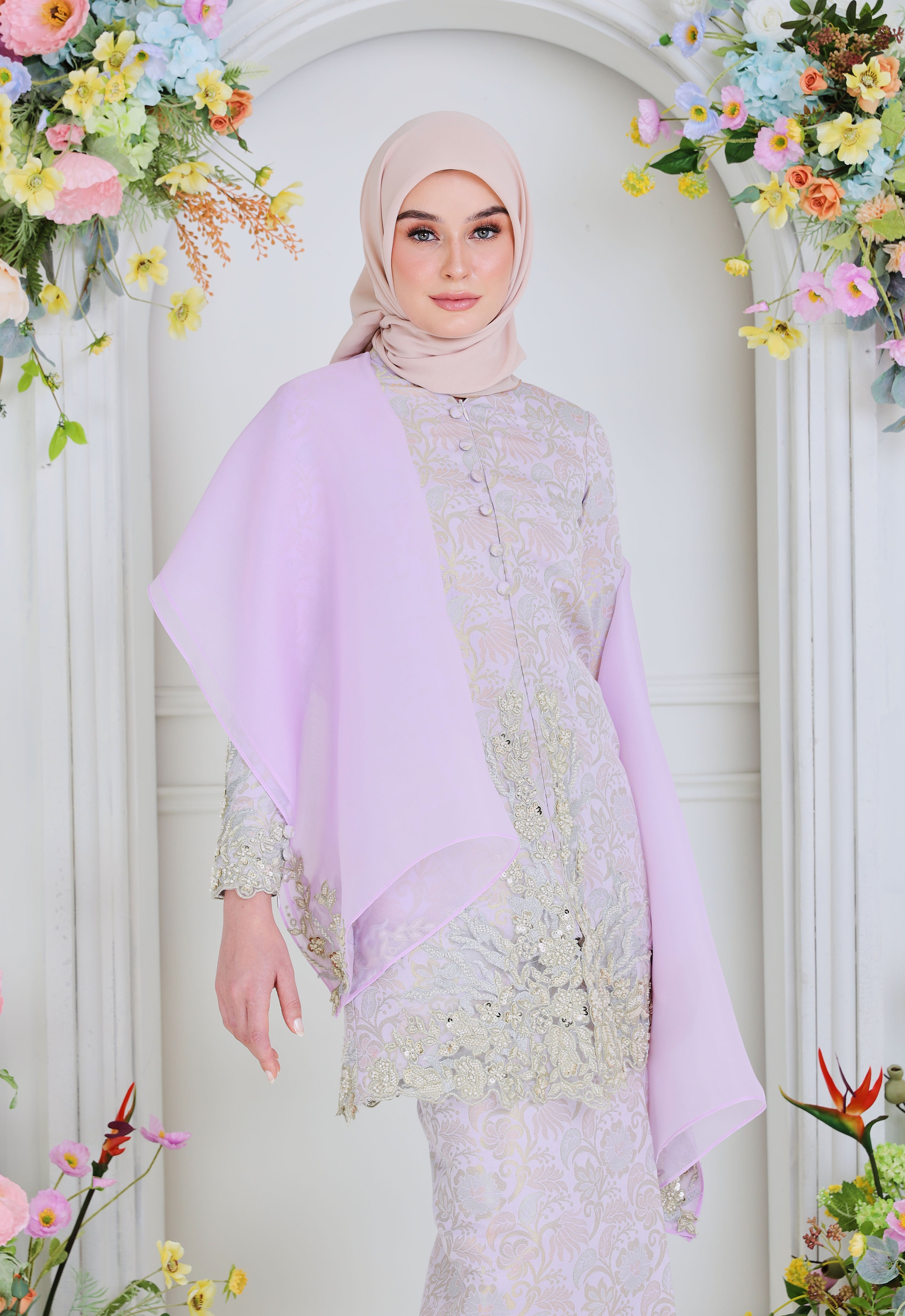 CHE AZIZAH LUXE KEBAYA - PURPLE GREEN