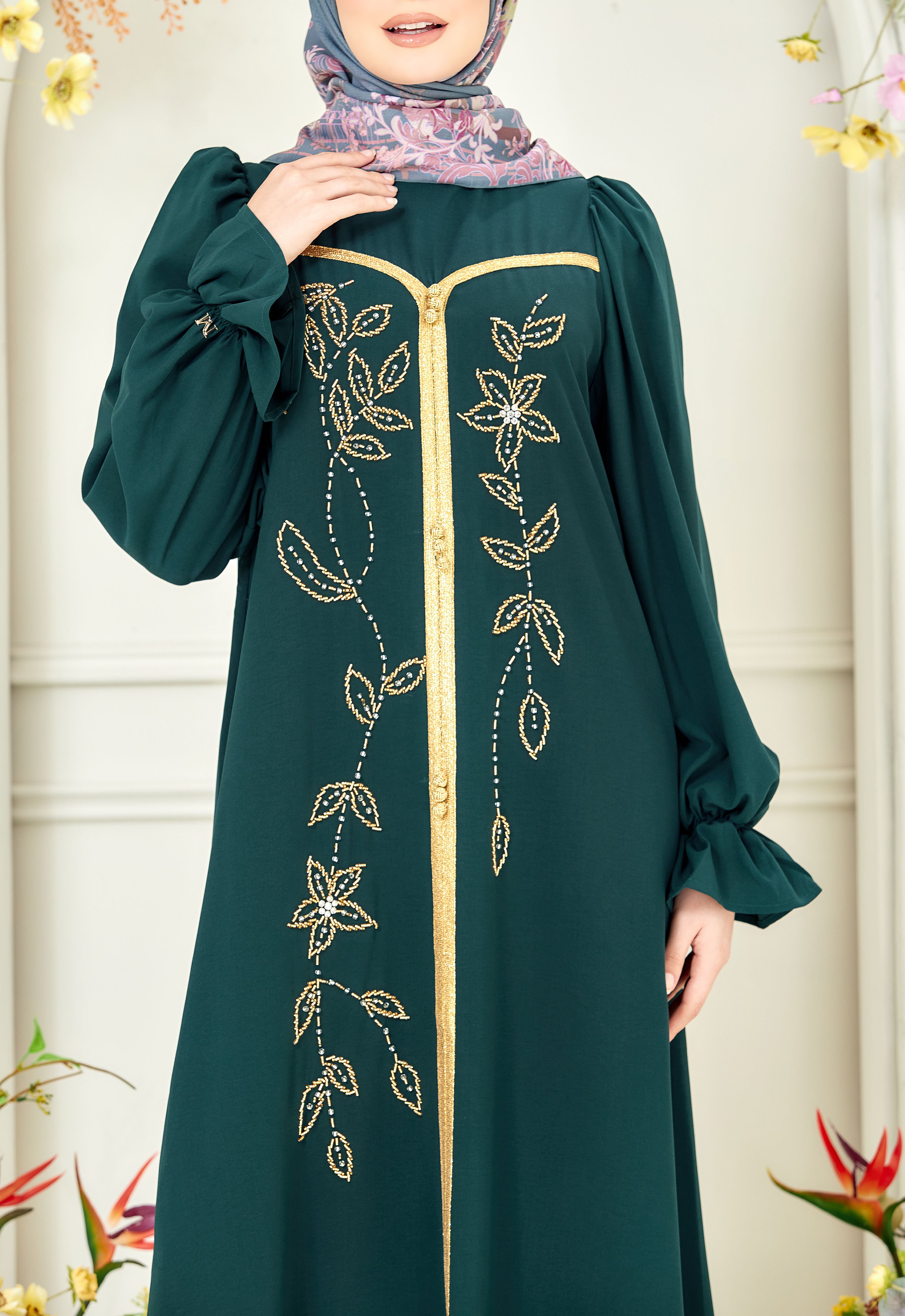 HUMAYRA ABAYA - EMERALD GREEN