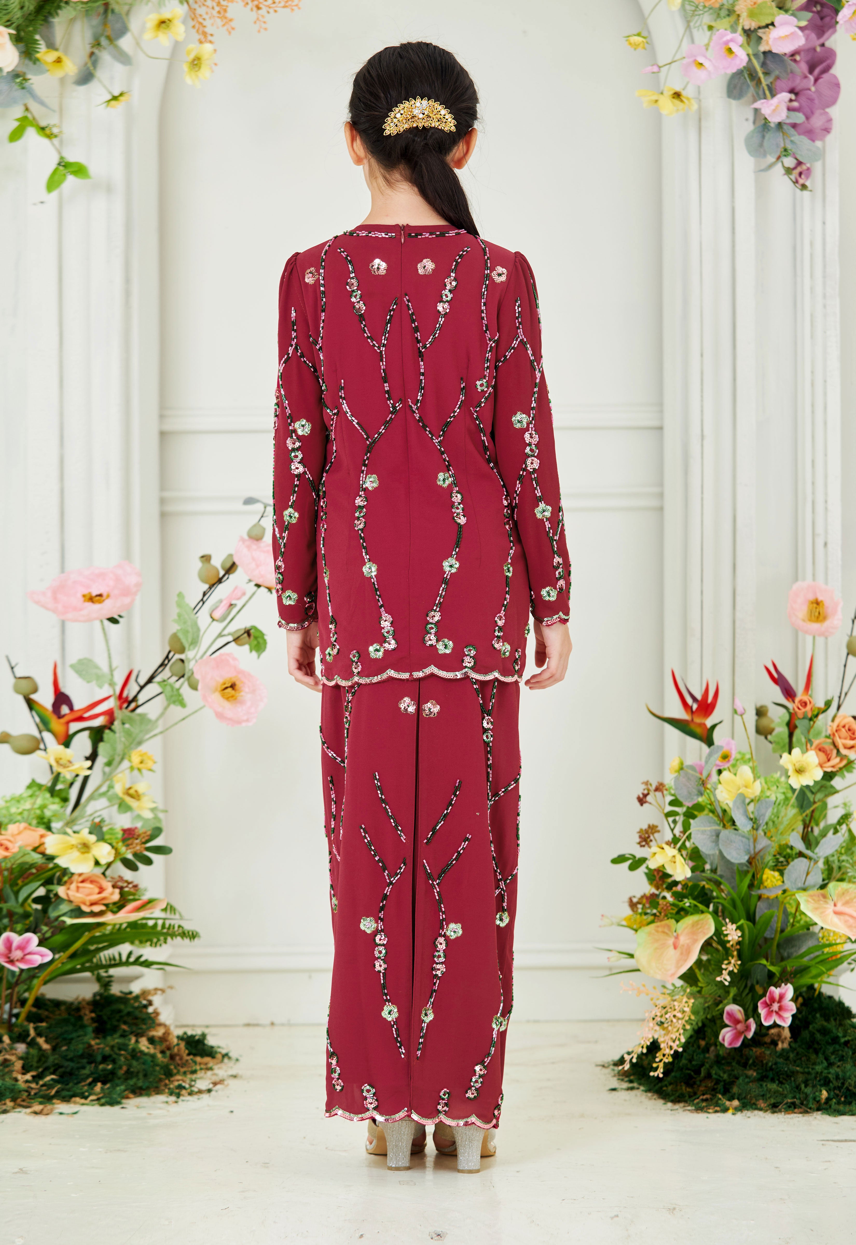 WAFIYAA SUPER LUXE KIDS KURUNG - MAGENTA